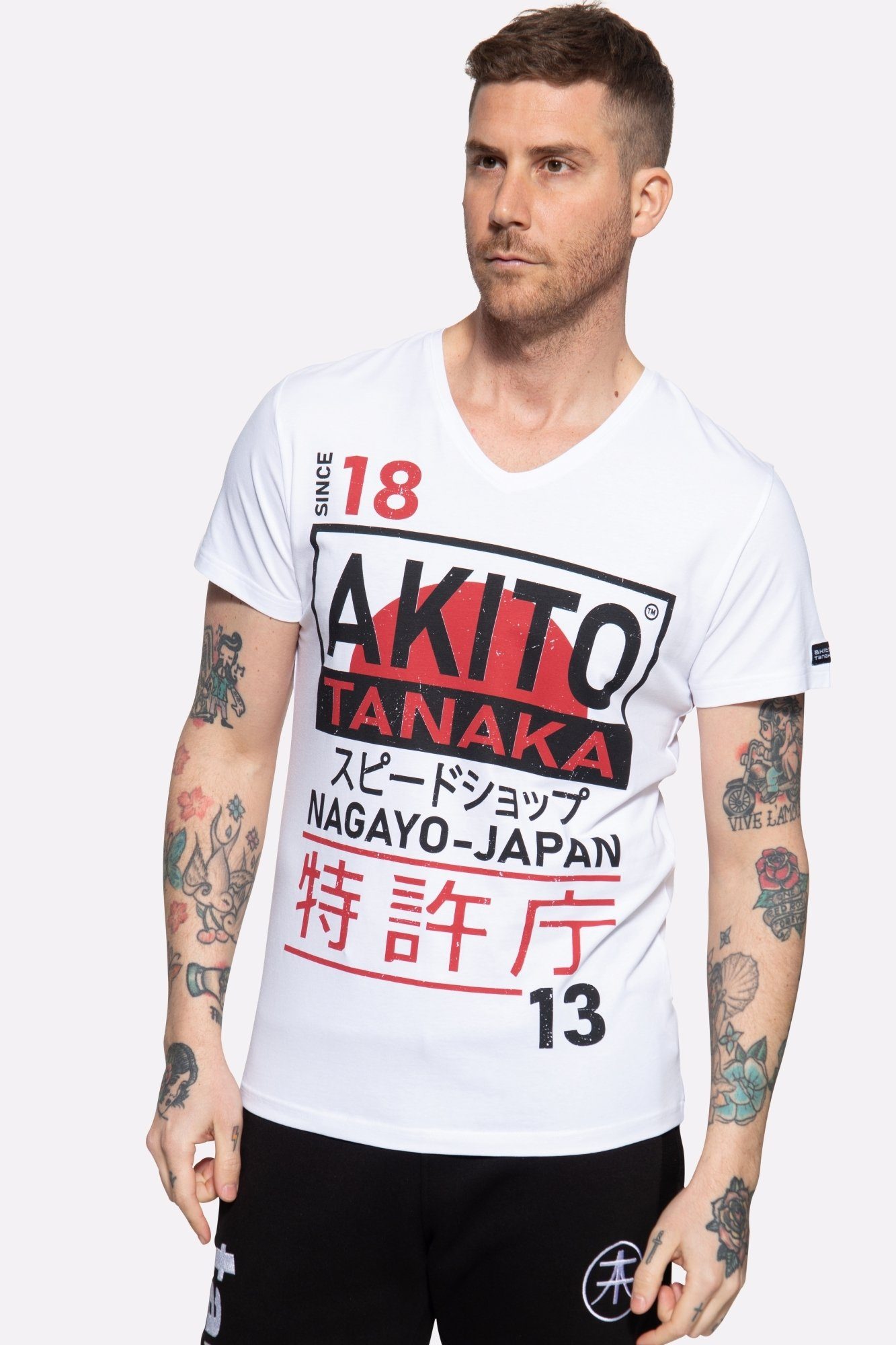 coolem weiß Tanaka Nagayo T-Shirt Sun mit Frontprint Akito