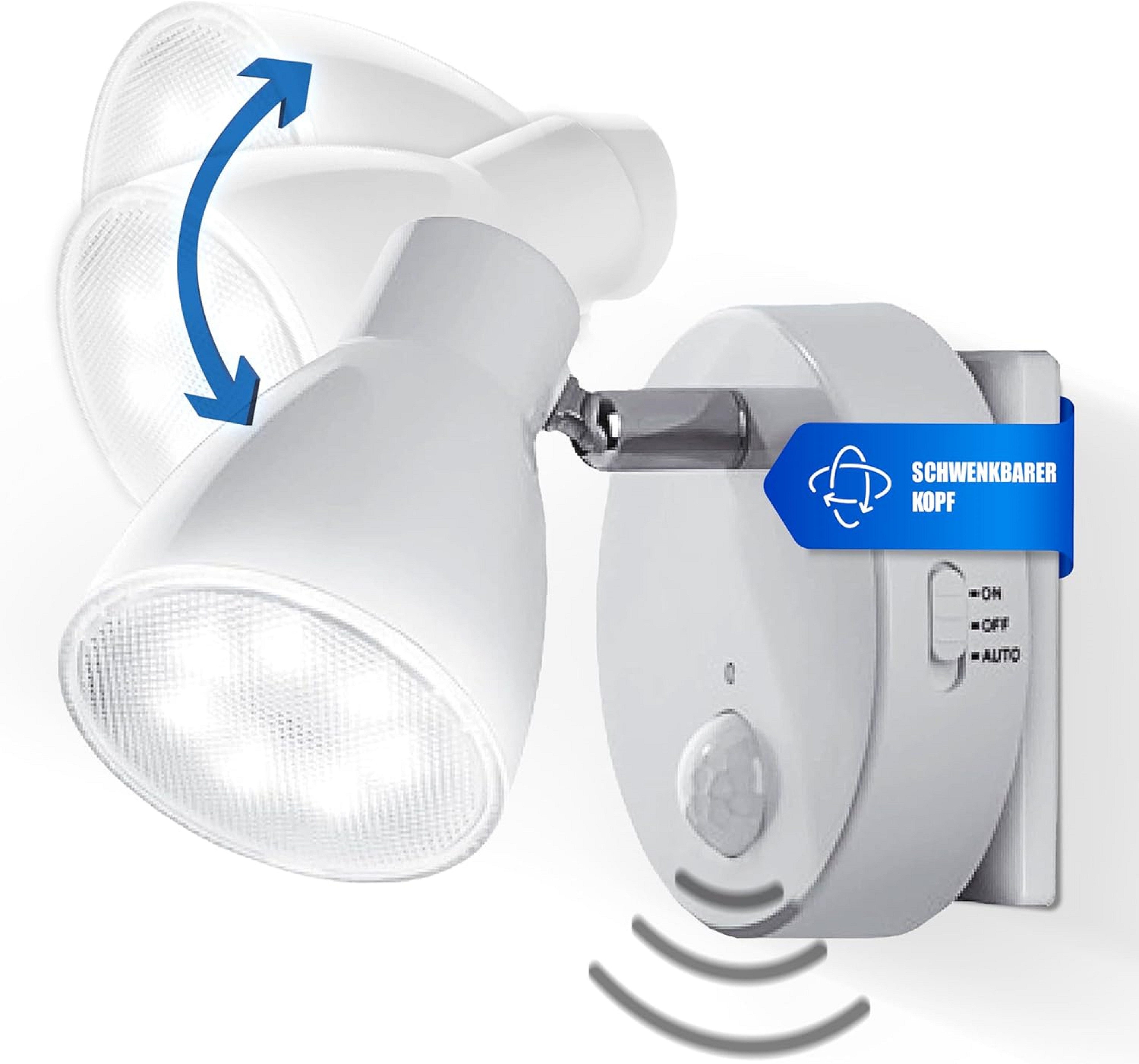 TRANGO LED Nachtlicht, Bewegungsmelder, 2635-016 LED Sensor Steckdosenlampe *MILO* mit Automatikfunktion in Weiß Sicherheitslicht 230V, Wandlampe, Orientierungslicht, Nachtlampe, Steckdosenlicht