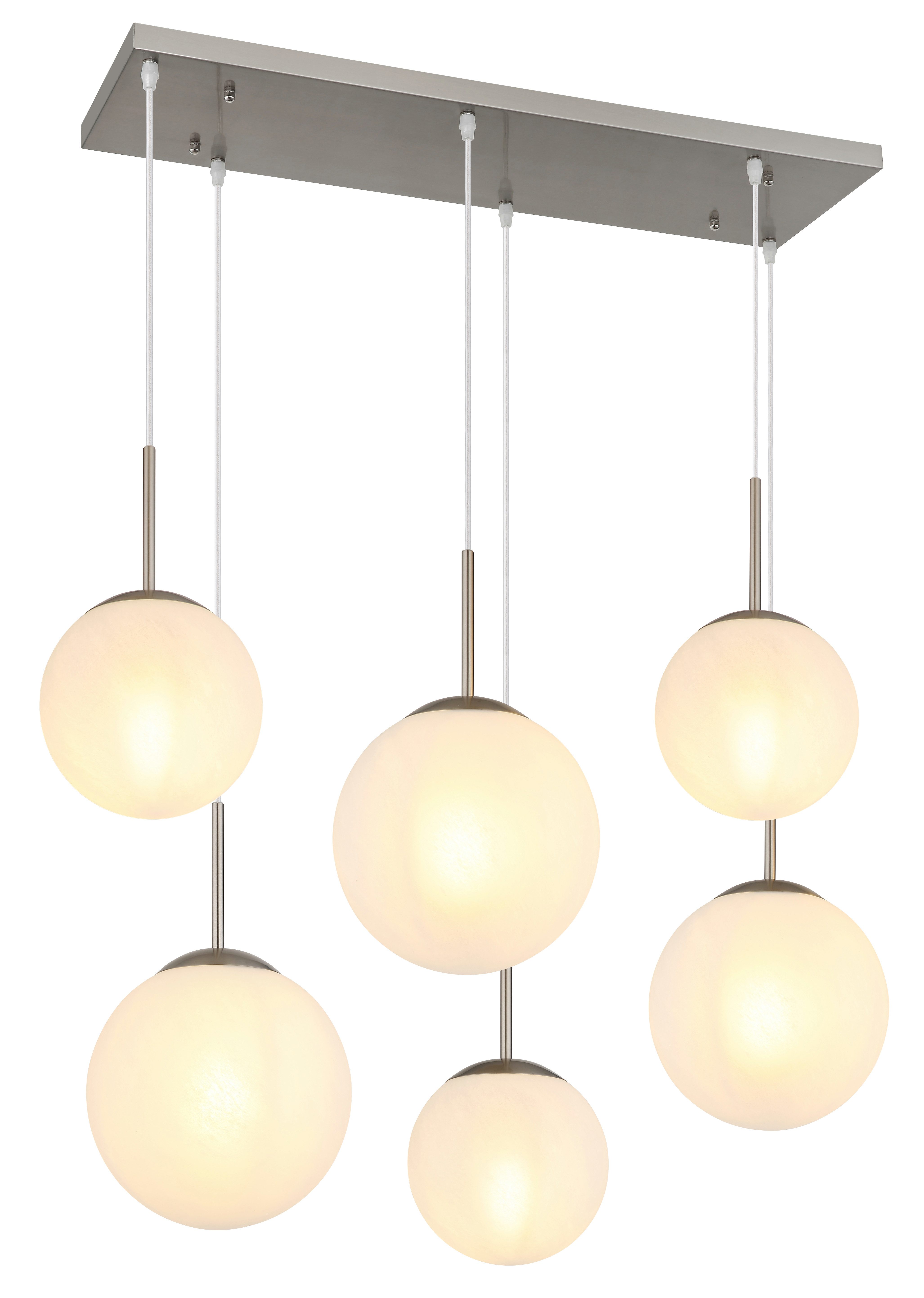 NOWA Pendelleuchte KOP, ohne Leuchtmittel, Hängeleuchte, Hängeleuchte, Glaskugeln opal, alabaster Optik