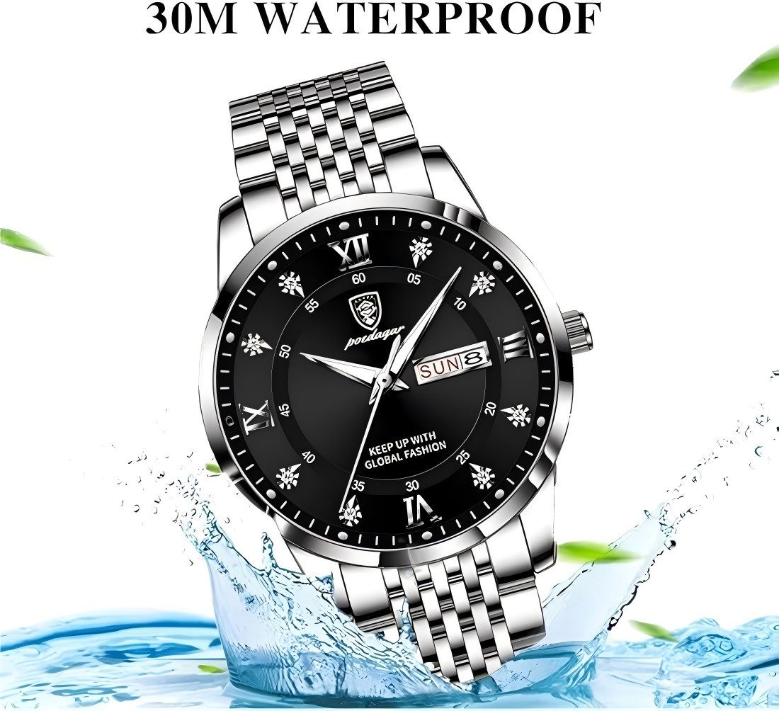 ibettertec Quarzuhr Quarzuhr, Herren-Armbanduhr, Multifunktionsuhr HerrenUhr, (Quarz Uhr mit Edelstahl Armband), Quarzuhr Multifunktionsuhr Armbanduhr, Chronograph Herrenuhr