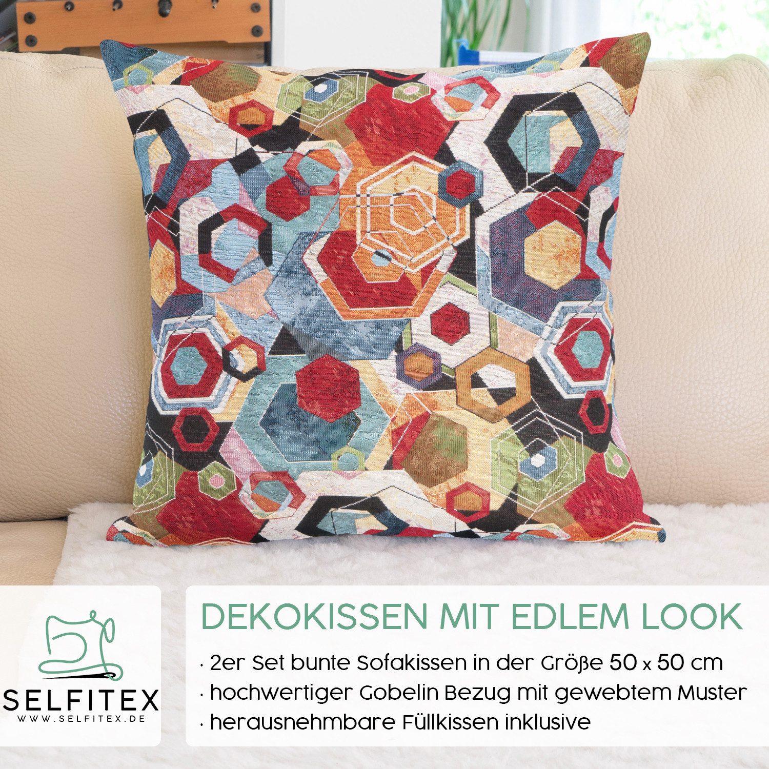 Selfitex Dekokissen mit buntem Muster im günstig online kaufen