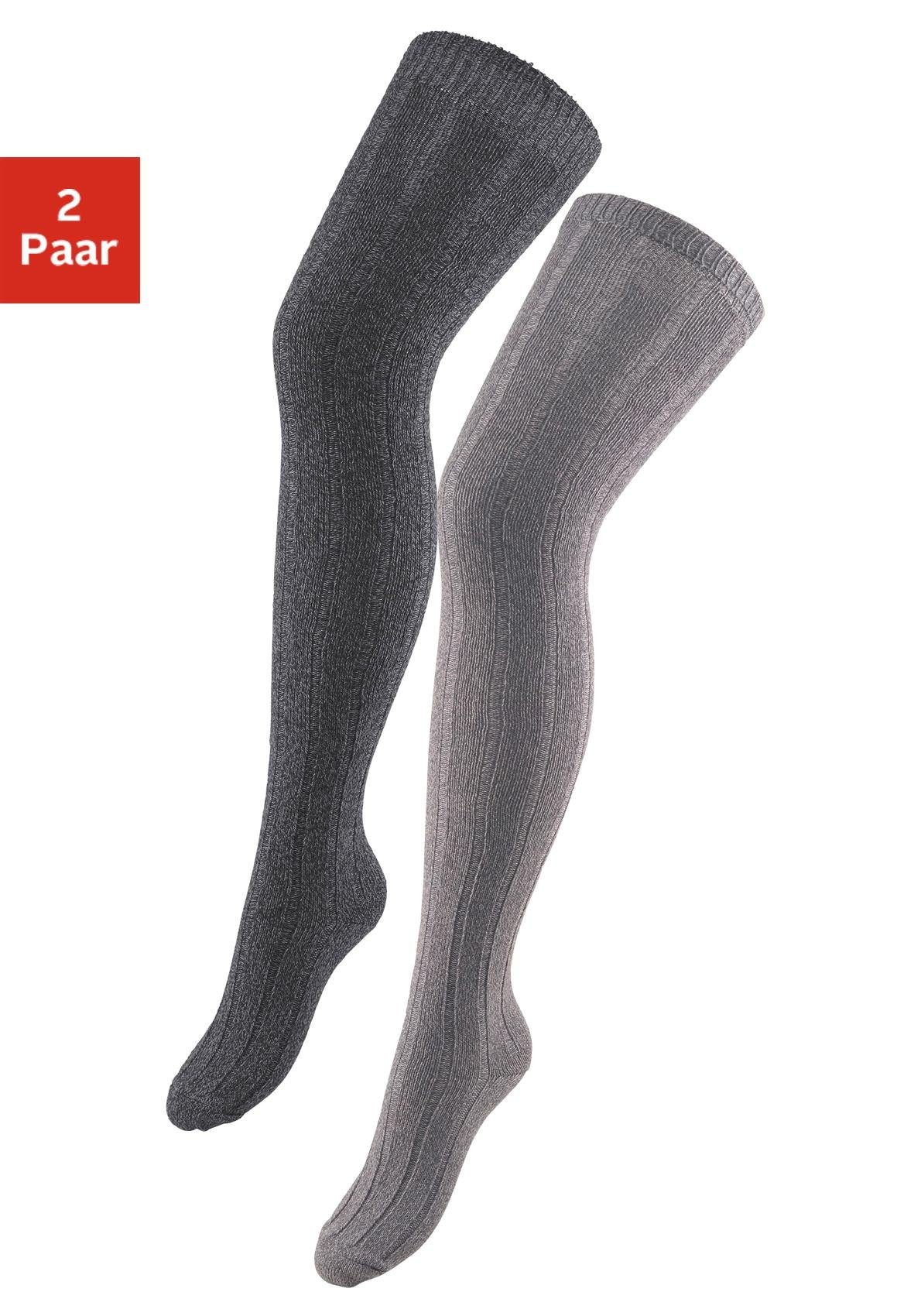 Lavana Overknees (Set, 2-Paar) in Melangequalität schwarz-meliert, grau-meliert