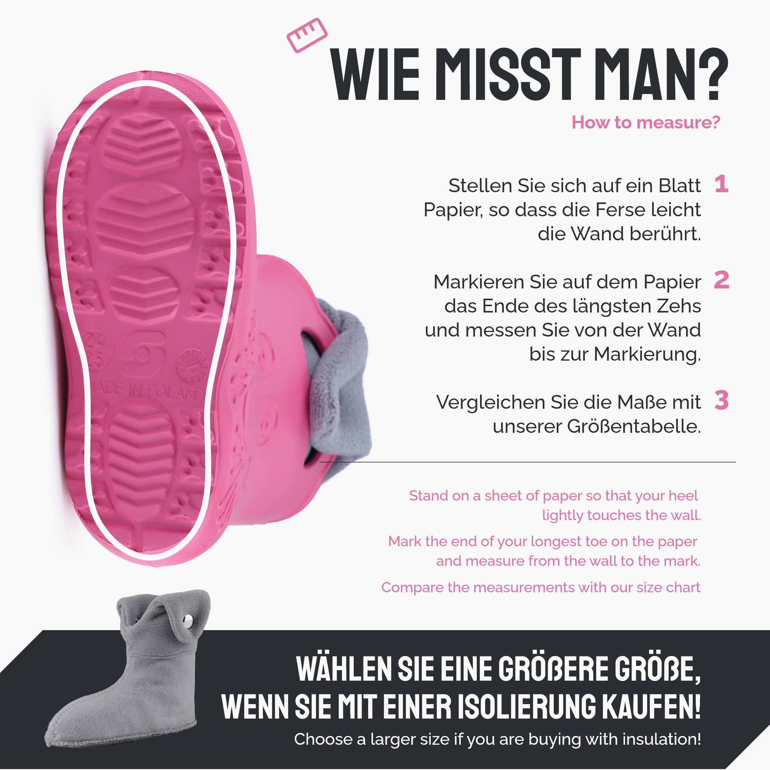 Ladeheid EVA Regenschuhe mit herausnehmbares Innenfutter LA-CA-04 Gummistiefel Kinder gefüttert und federleicht – Bild 2 von 5