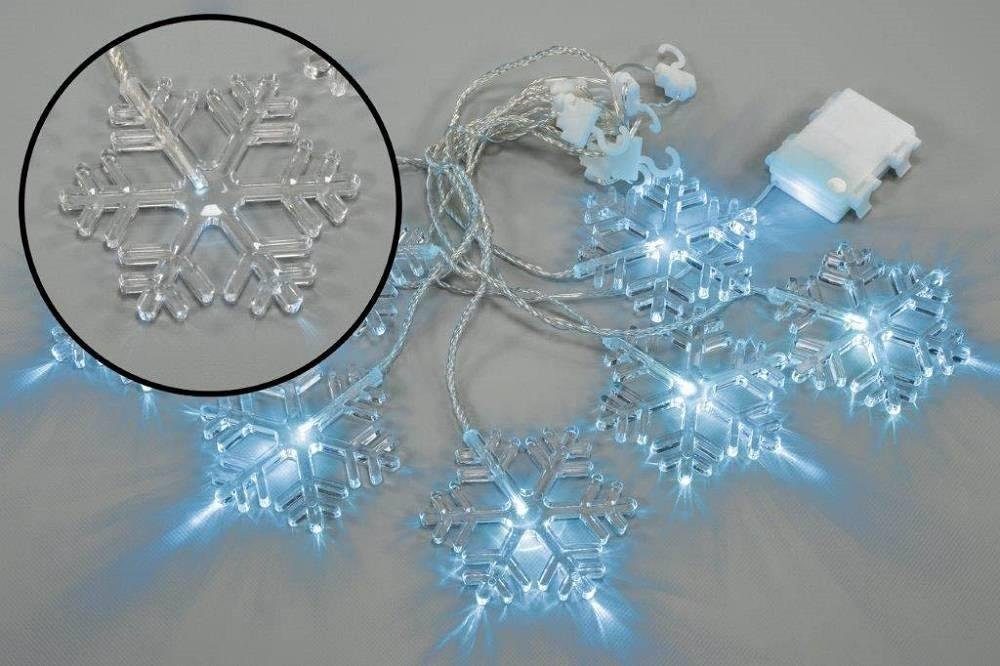 Nipach LED-Lichtervorhang XA11137 Lichtervorhang Schneeflocke kw Batterie