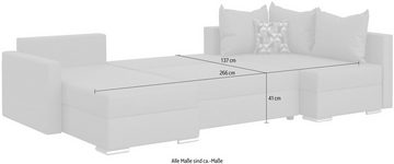 COLLECTION AB Wohnlandschaft Positano U-Form, Bettfunktion und Bettkasten, Recamiere links oder rechts monrtierbar