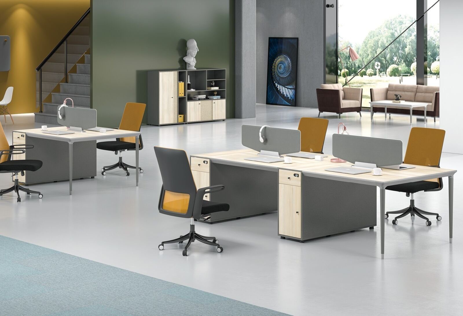 4 Möbel Einrichtung Schreibtisch, Büro Ausstattung Callcenter Tisch Arbeitsplätze JVmoebel