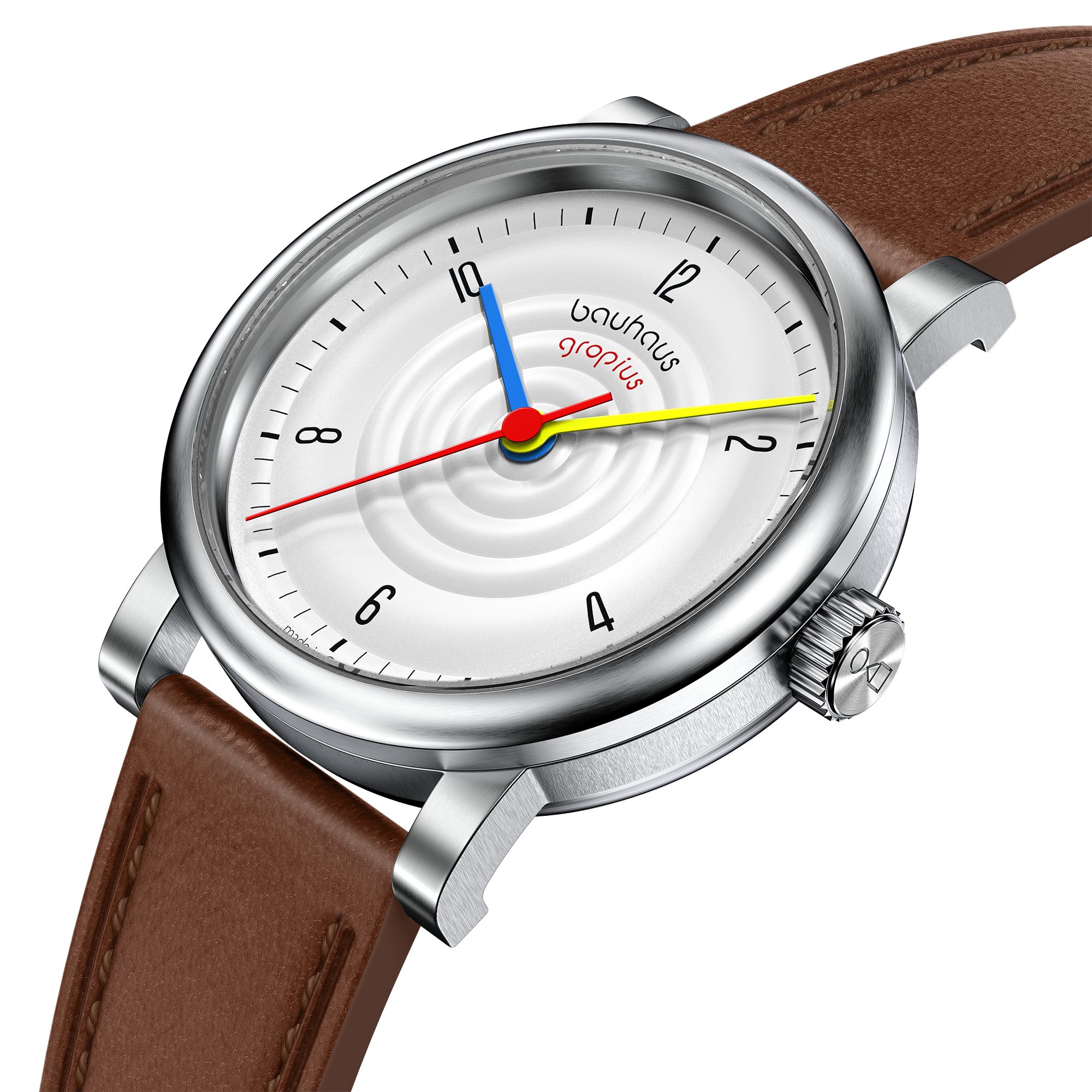 Walter Gropius Automatikuhr Made in Germany, Saphirglas, Sound of Bauhaus Automatik - WGA 802-01, Designeruhr, Lederarmband mit Easy-Release System, Edelstahlgehäuse