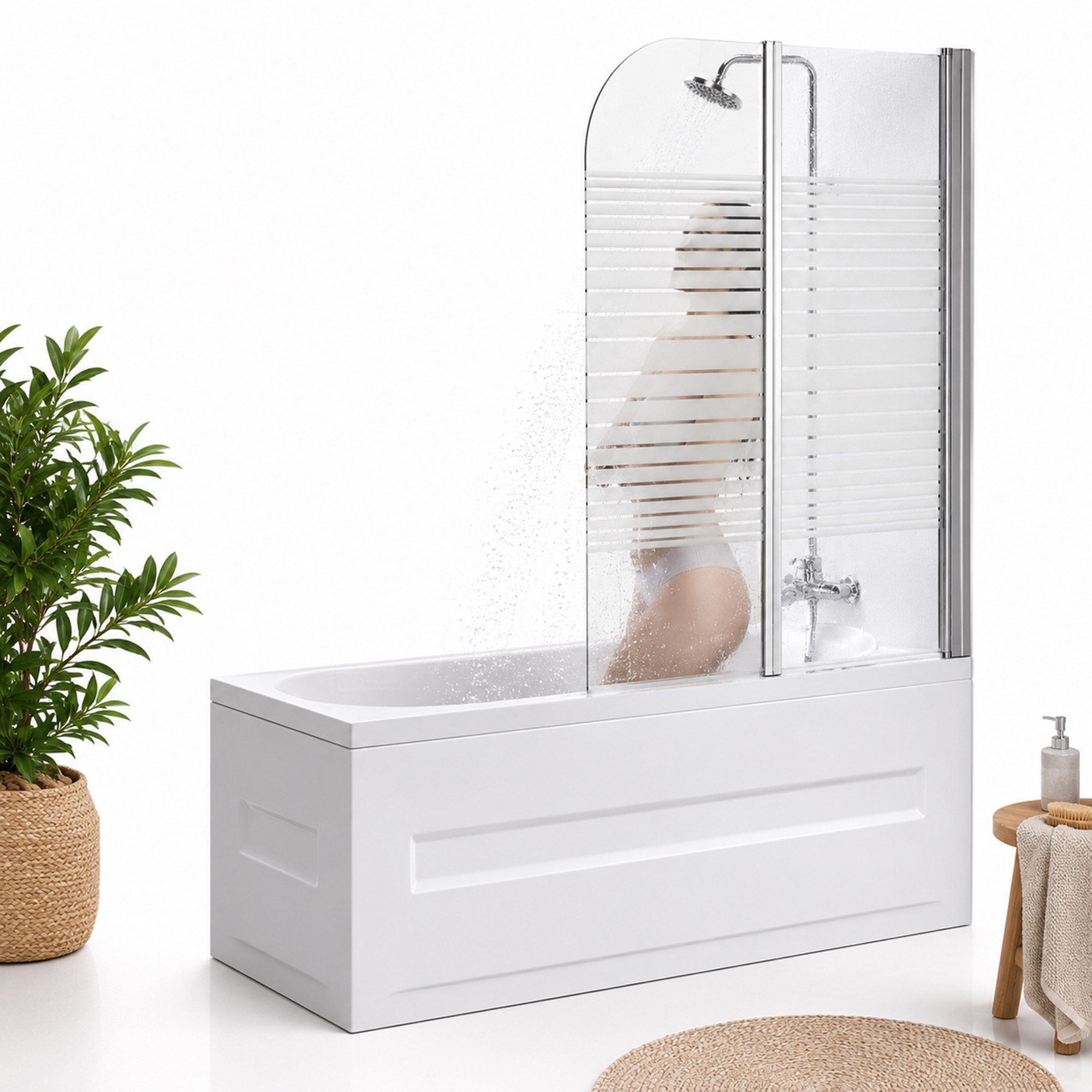 Mucola Badewannenaufsatz Duschabtrennung Duschkabine Dusche Duschwand Badewannenaufsatz Glas, Sicherheitsglas, (Einzelartikel, 1 tlg., 1 x Abtrennung für Dusche und Badewanne aus Glas), Gesammtmaße ca. 133 cm x 108 cm (H x B)