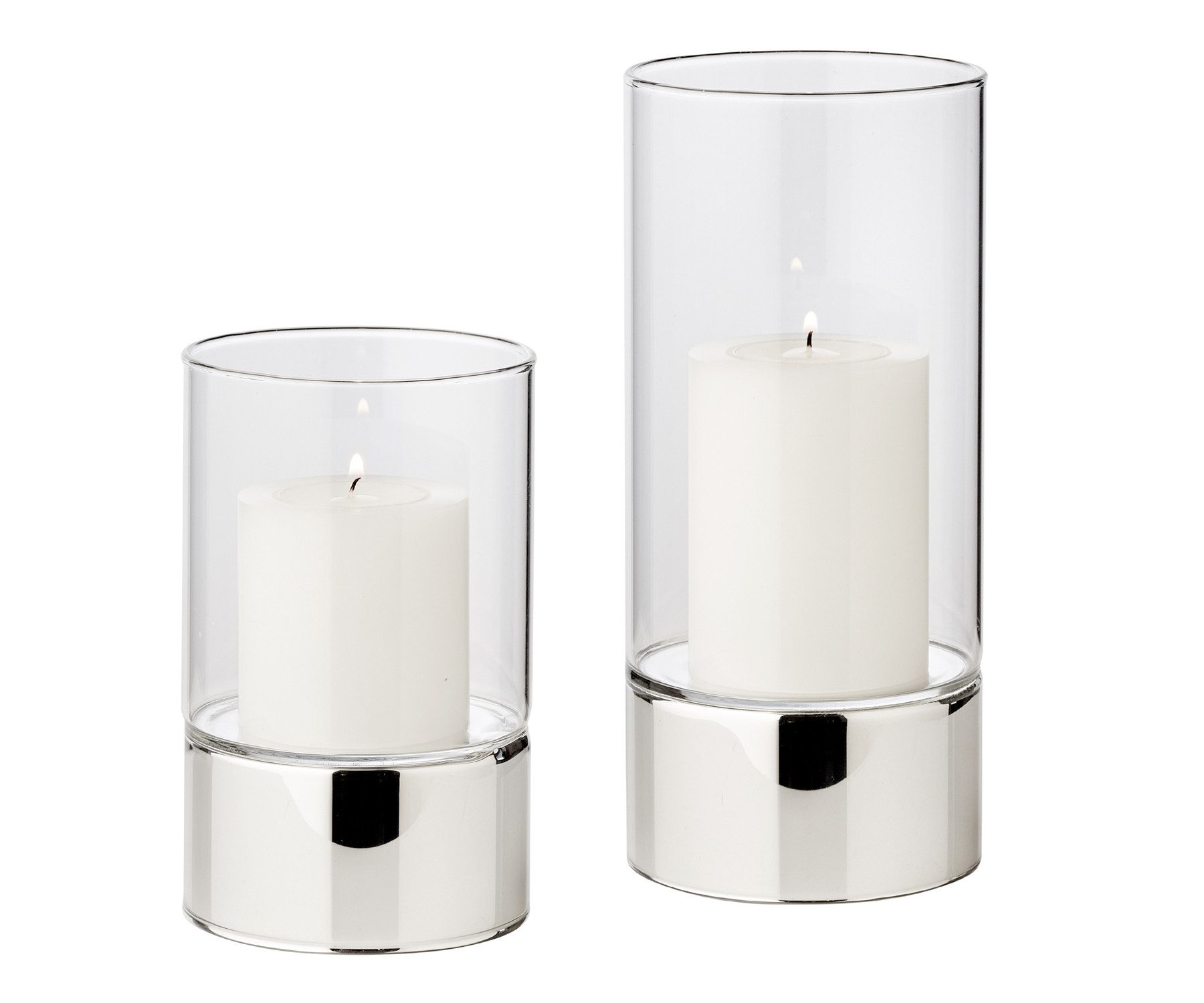 EDZARD Windlicht Granada, 2er-Set, Silber-Optik, H 15/20 cm