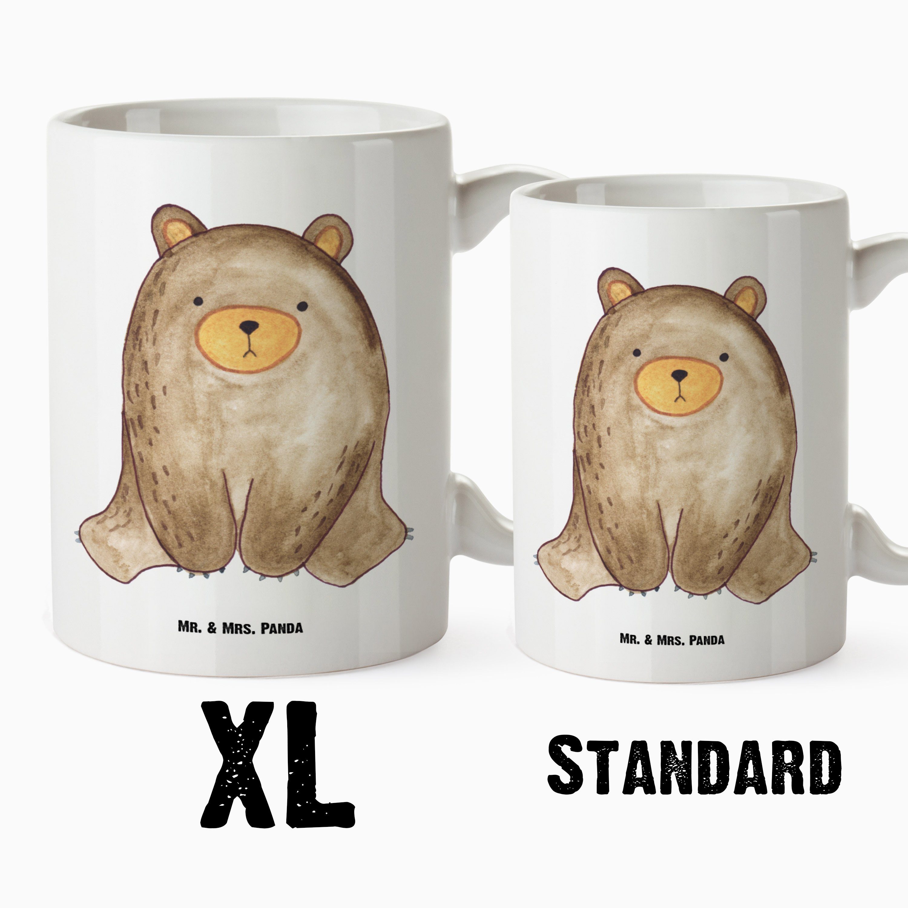 Mr. & Mrs. Geschenk, Tasse, XL Weiß Panda Teddybär, Bär - Tasse sitzend spülmaschinenfest, Keramik - Tasse XL