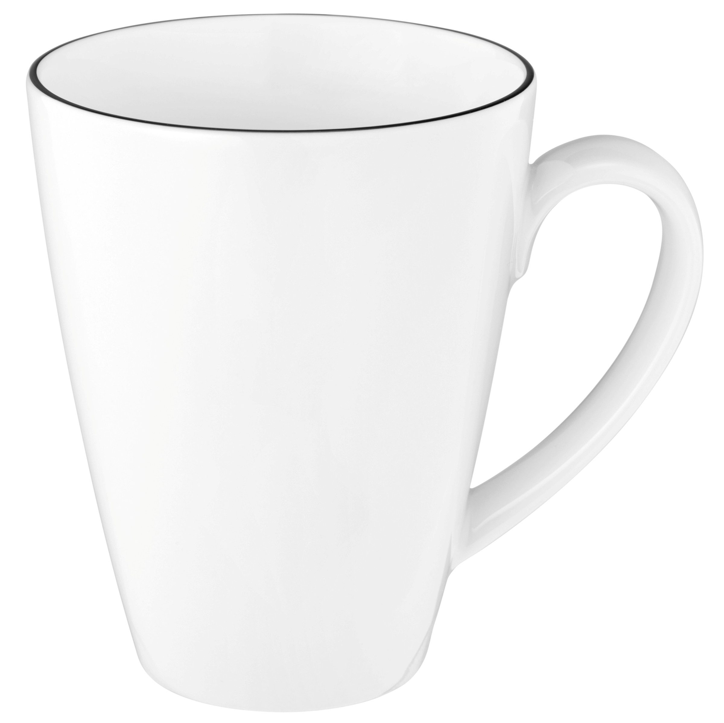 Seltmann Weiden Frühstücks-Geschirrset Geschirr-Set, 18 Teile, Lido Black Line, rund (18-tlg), 6 Personen, Porzellan, Becher, Teller, Schalen, 18 Teile, 6 Personen, Made in Germany