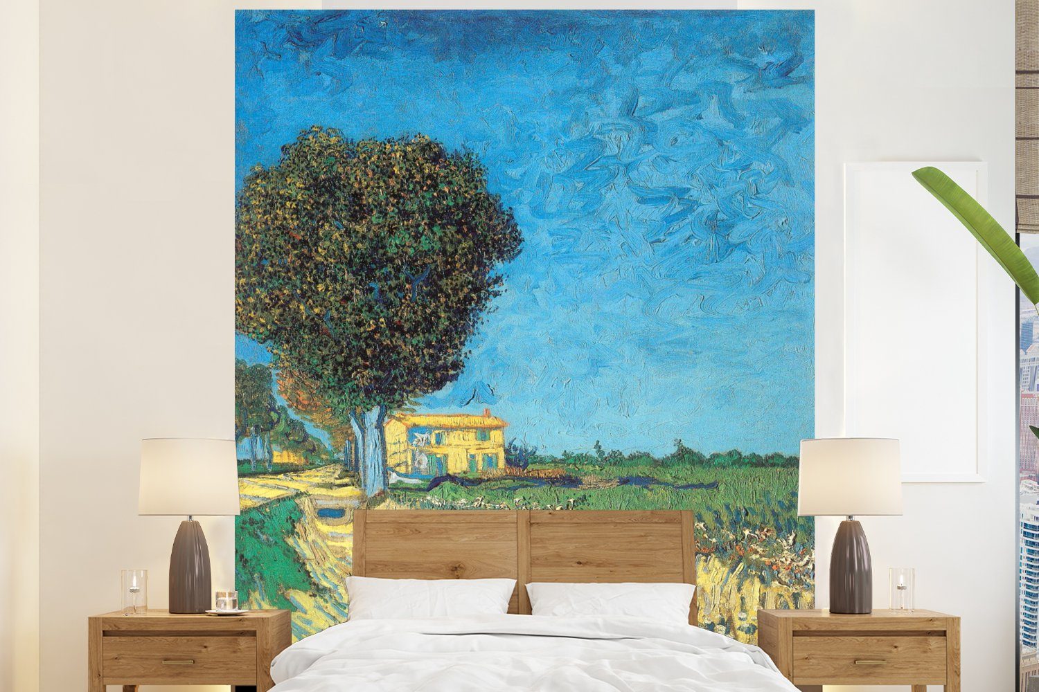 Gogh, Matt, für Arles Vincent Wohnzimmer Fototapete Fototapete St), Küche, (3 Vliestapete van Die bei bedruckt, MuchoWow - Schlafzimmer Allee