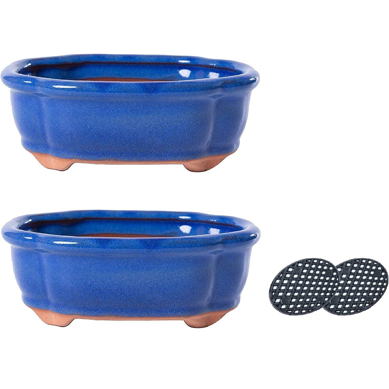 Jinfa Dekovase Jinfa Keramik-Bonsai-Töpfen in Mix Form mit Entwässerungslöchern 1 Stück (29,59Euro/Stück)Blau