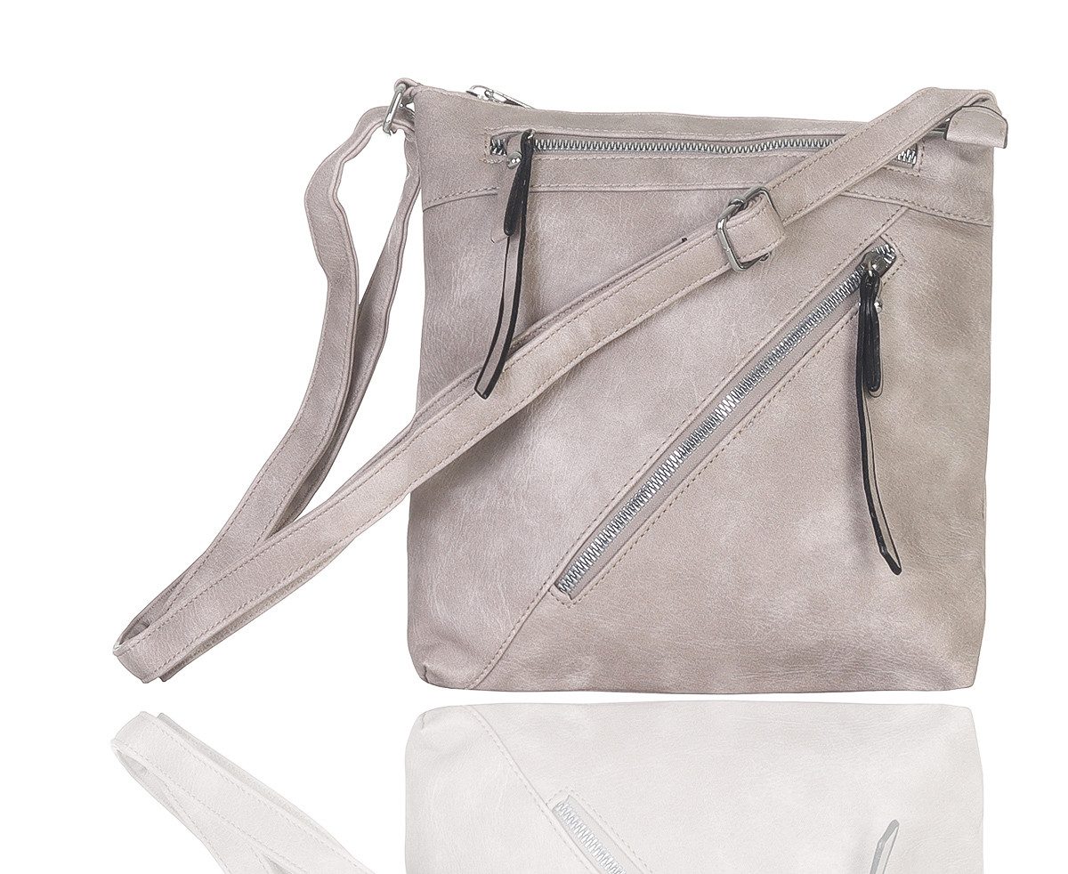 CLEO STYLE Umhängetasche Damen Tasche 20205 Taupe