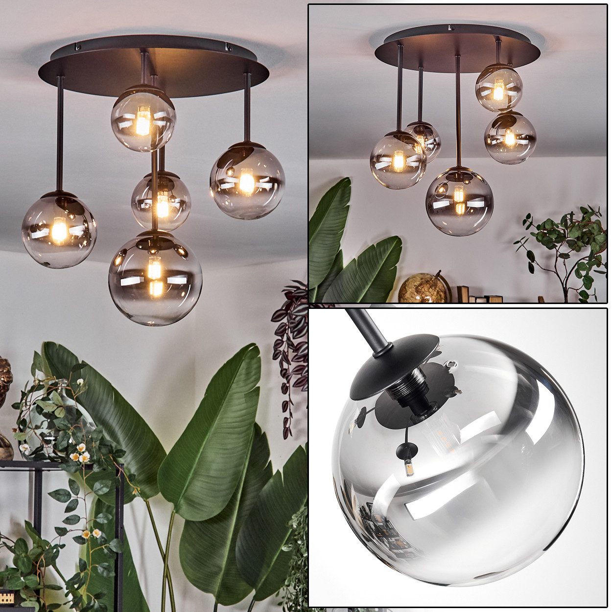 hofstein Deckenleuchte Deckenlampe aus Metall/Glas in günstig online kaufen
