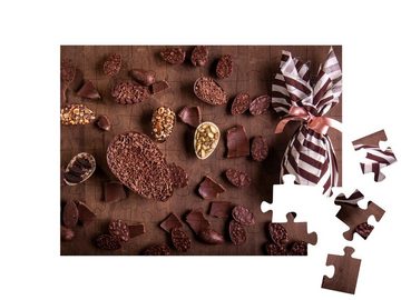 puzzleYOU Puzzle Schokoladeneier und ein verpacktes Osterei, 48 Puzzleteile, puzzleYOU-Kollektionen Schokolade