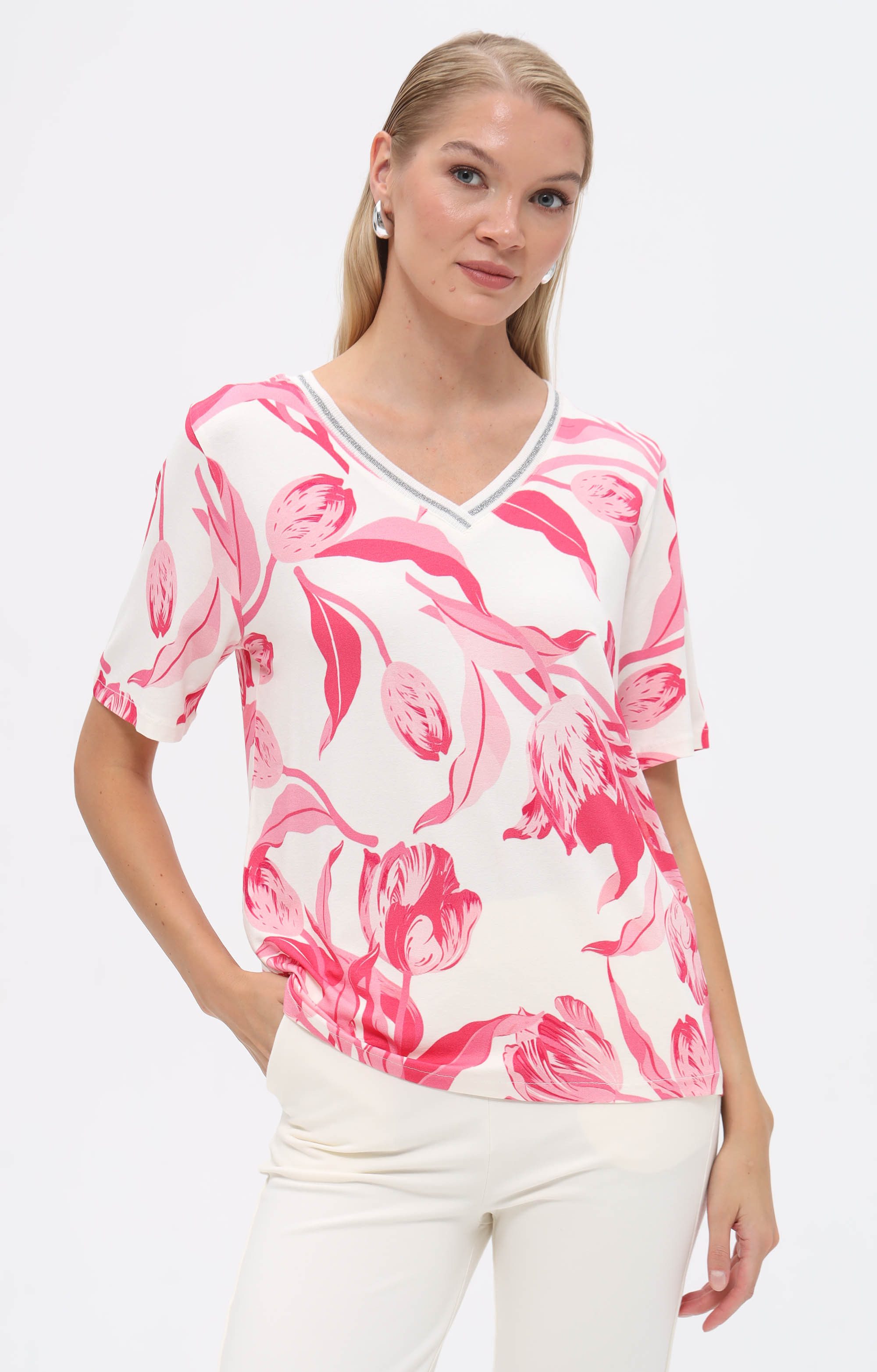 Passioni T-Shirt mit Tulpen-Print günstig online kaufen