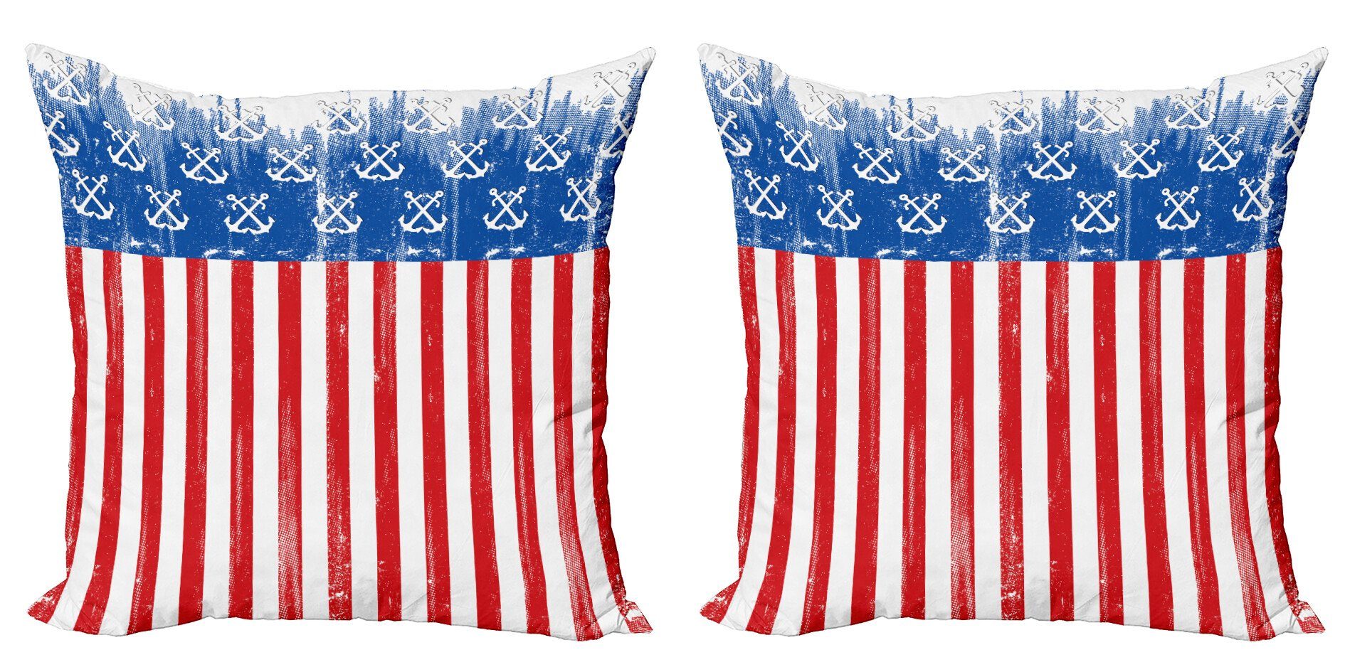 Kissenbezüge Modern Accent Doppelseitiger Digitaldruck, Abakuhaus (2 Stück), Vereinigte Staaten Von Amerika Patriotic Grunge Flag Marine