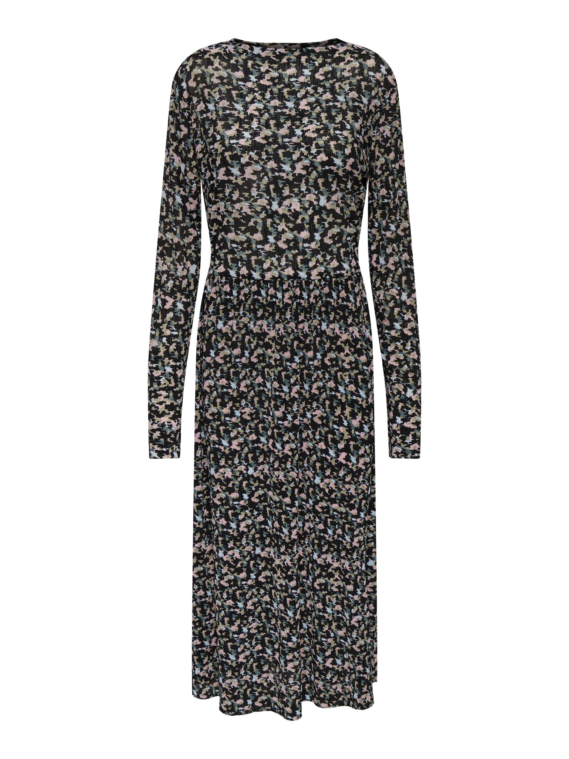 JDY Abendkleid JDYELLA SVAN L/S DRESS JRS, Black/MULTICOLOR ABSTRACT