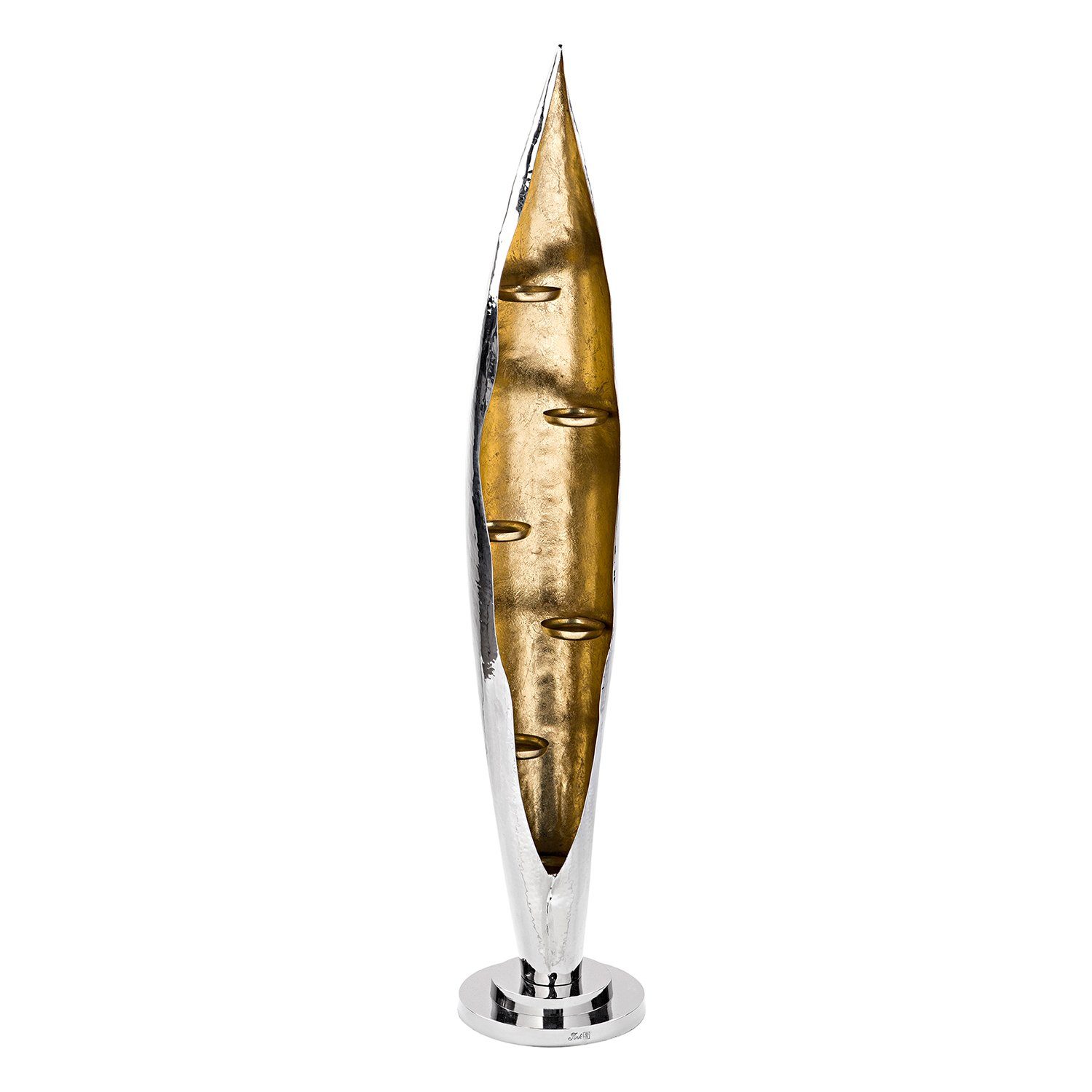 Fink Windlicht CAVA Windlicht - H.110cm x D.20cm - silber - Aluminium/Foliengold (1 St., Kerzenleuchter - Windlichthalter), Eleganter Kerzenhalter Leuchter - Deko für stilvolle Atmosphäre