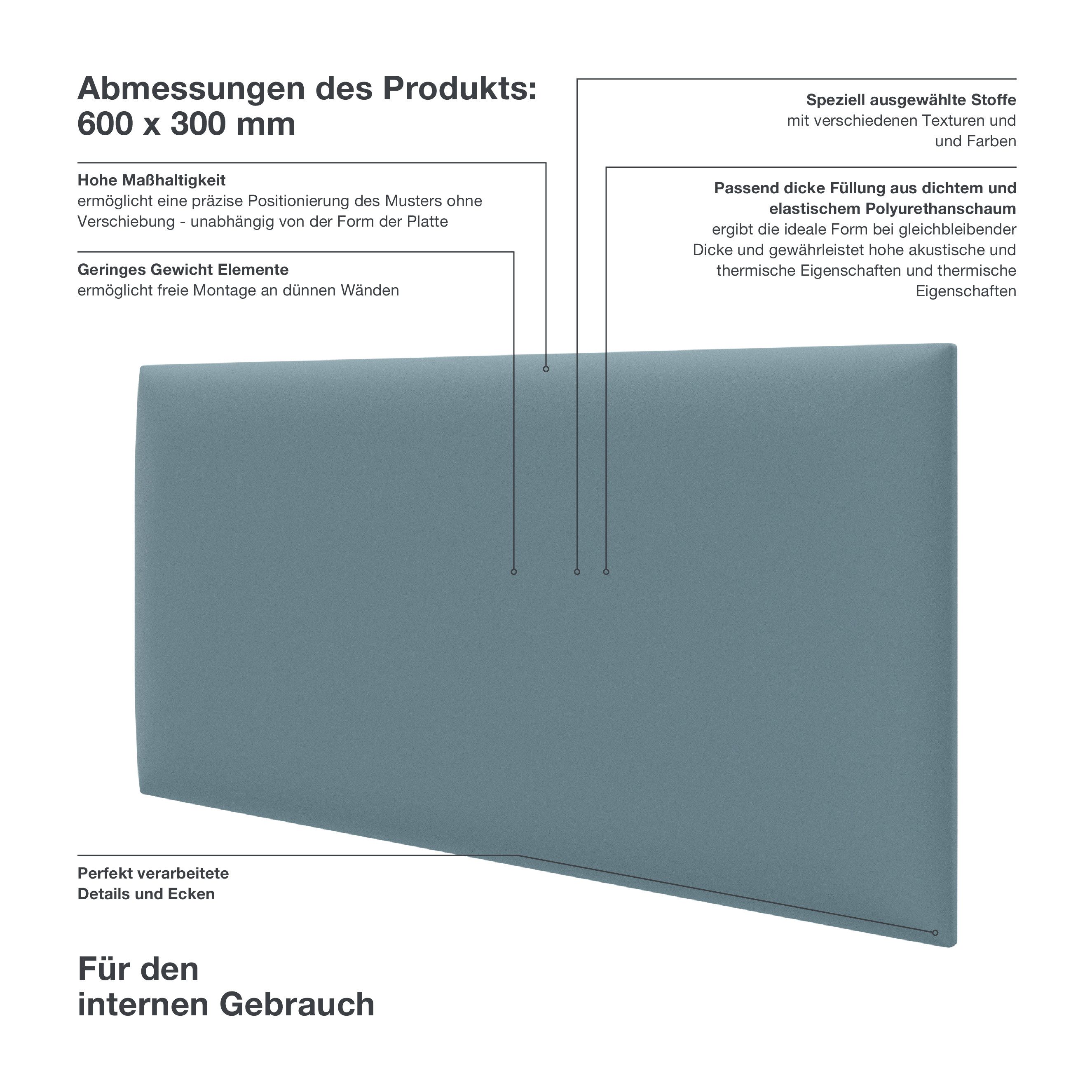 mollis Kopfteil Rechteckig Wandpolster Wandkissen Bettkopf Akustikpaneel, ( günstig online kaufen