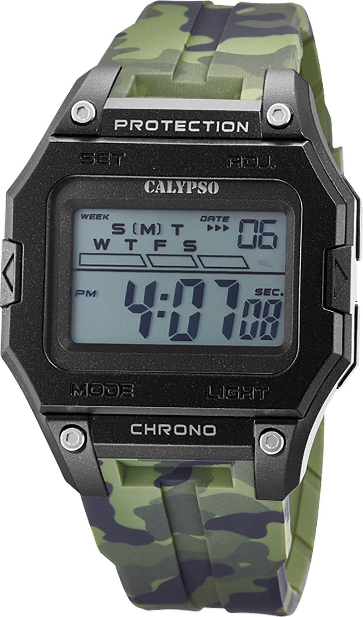 CALYPSO WATCHES Digitaluhr 45mm), Herrenuhr eckig, groß Herren Uhr K5810/4, Outdoor-Style (ca. Kunststoffarmband, Calypso Digital