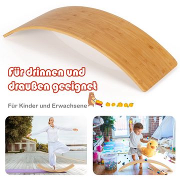 COSTWAY Balanceboard Balancierbrett, aus Bambus, bis 150kg, für Kinder und Erwachsene, 90 x 30cm