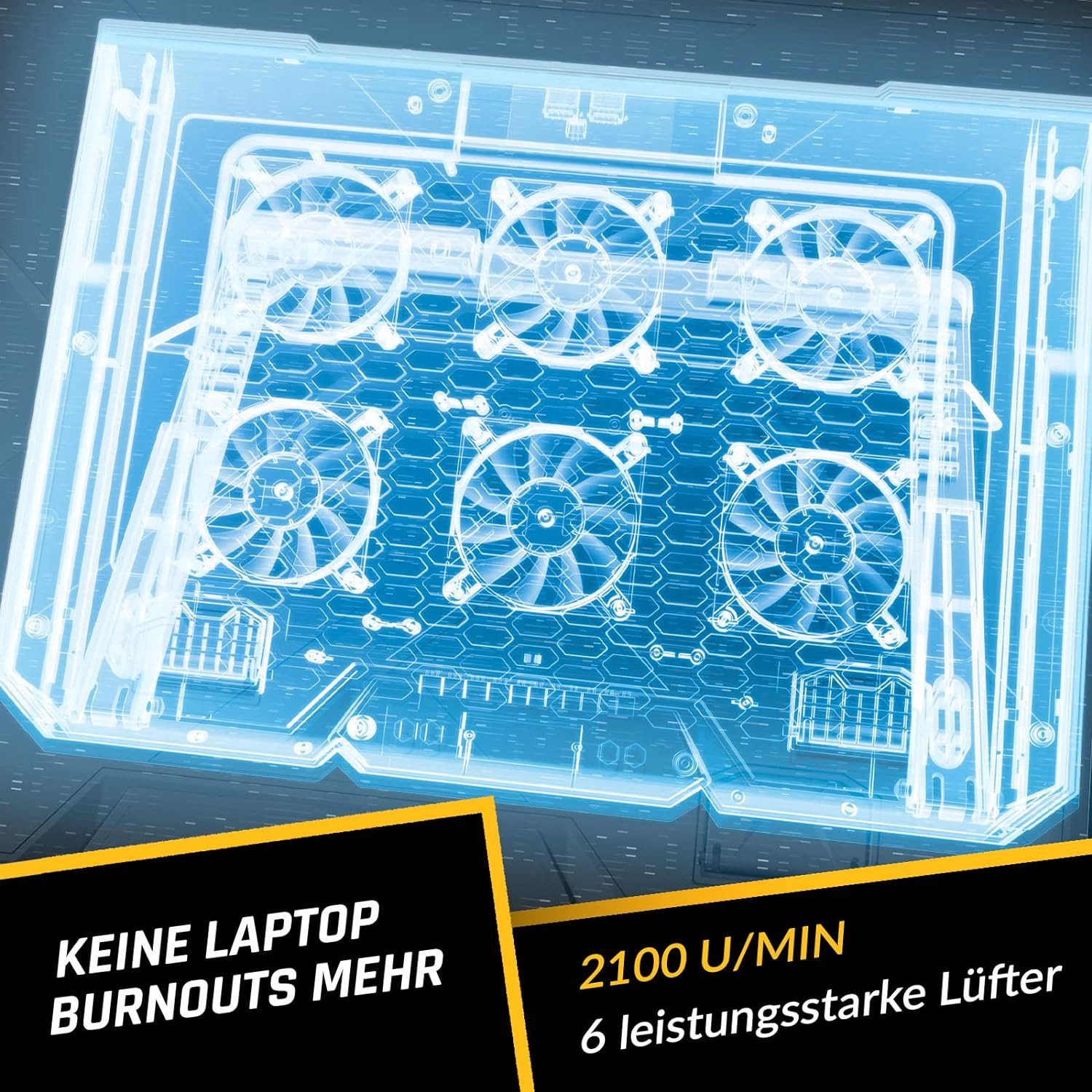 KLIM Notebook-Kühler Glacier, Laptop Kühler mit 6 Lüfter für 11 - 17,3 Zoll Laptops