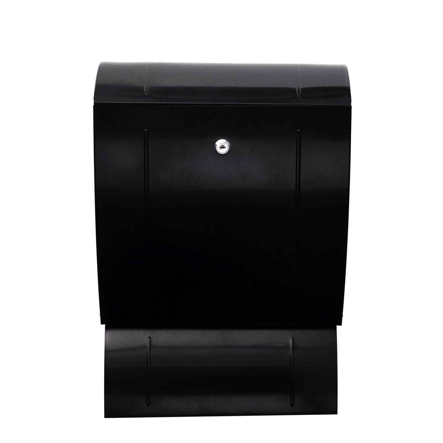 BIRENDY Briefkasten XXL Briefkasten Zeitungsrohr Stahl 52cm Schwarz 018LH Wandbriefkasten
