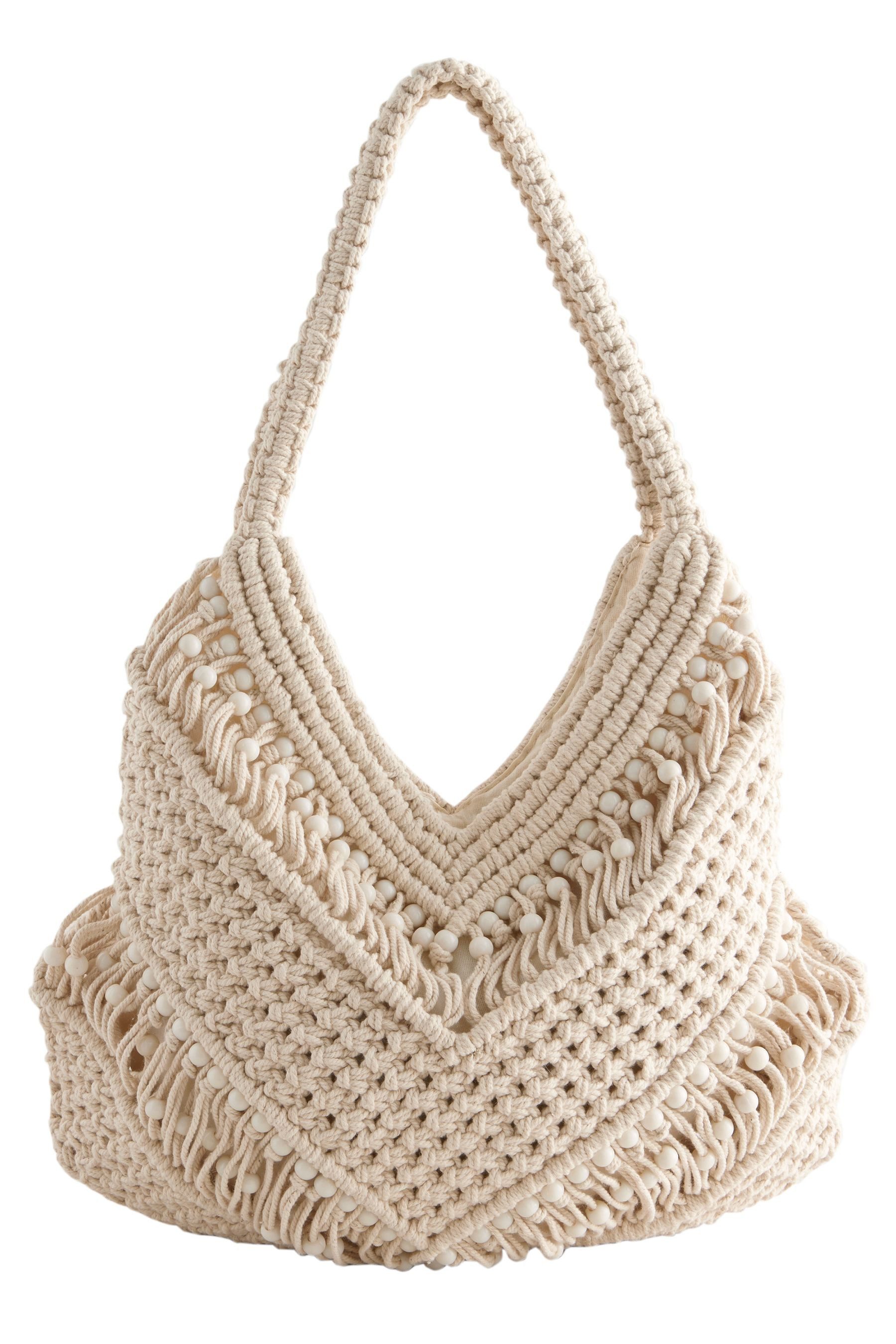 Next Umhängetasche Perlenbestickte Makramee-Schultertasche (1-tlg) günstig online kaufen