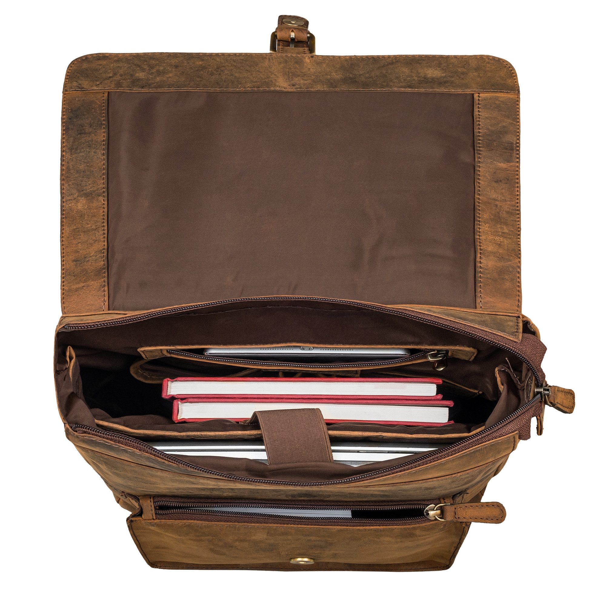 STILORD Notebookrucksack "Debbie" Großer Vintage Lederrucksack Damen mit Laptopfach 15.6 Zoll