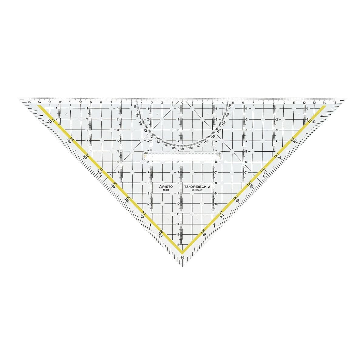 ARISTO Geodreieck AR1648/2, mit Plexiglasgriff und Facette, 32,5 cm Hypotenuse