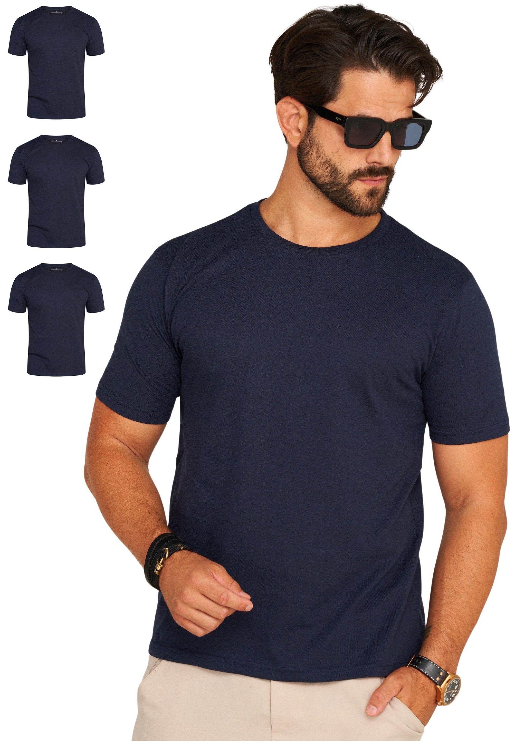 DAILY COTTON T-Shirt BASETEEO (Packung, 3er-Pack) Herren Basic Kurzarm Rund günstig online kaufen