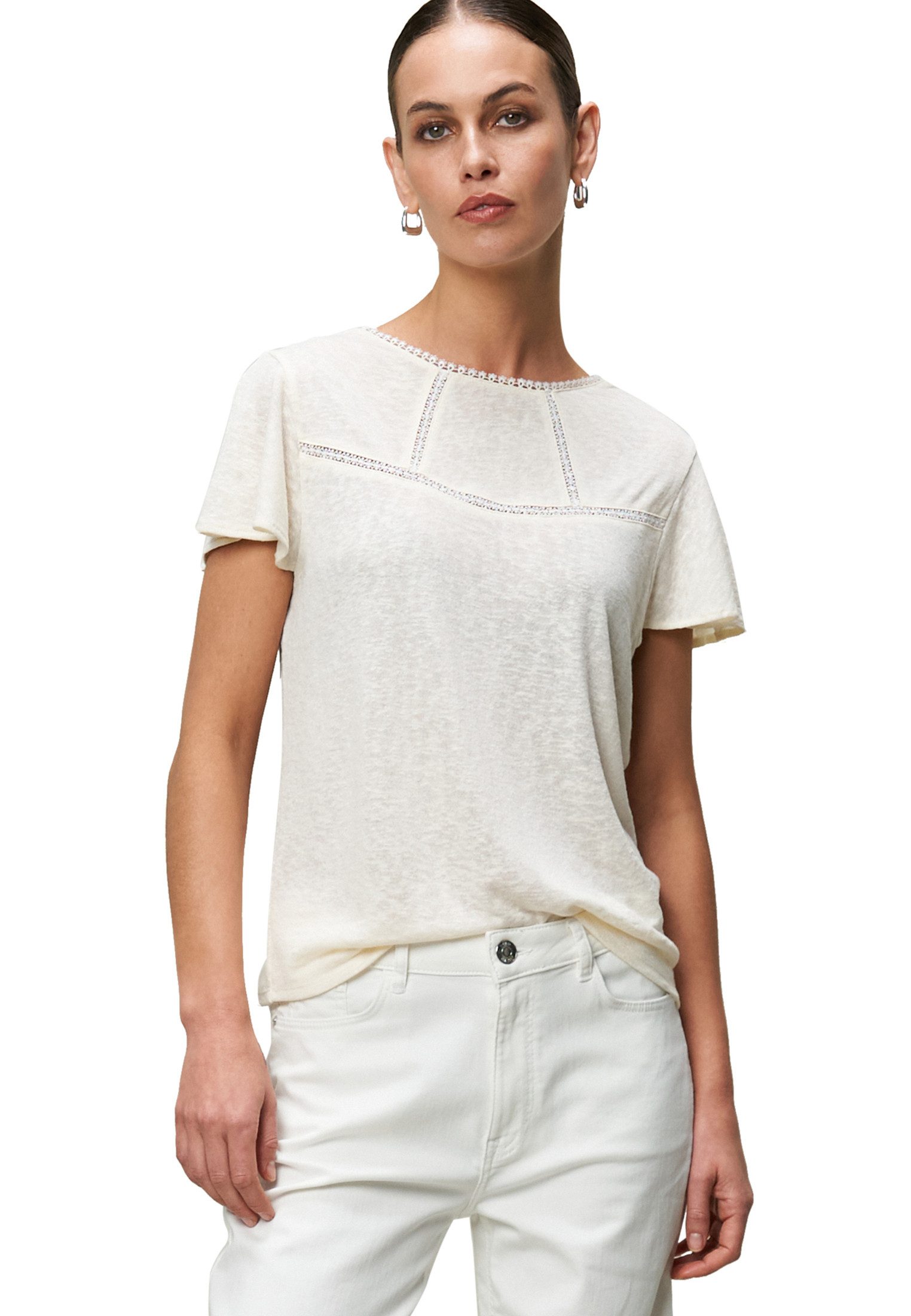 Kurzarmshirt zero Shirt mit Häkeldetails
