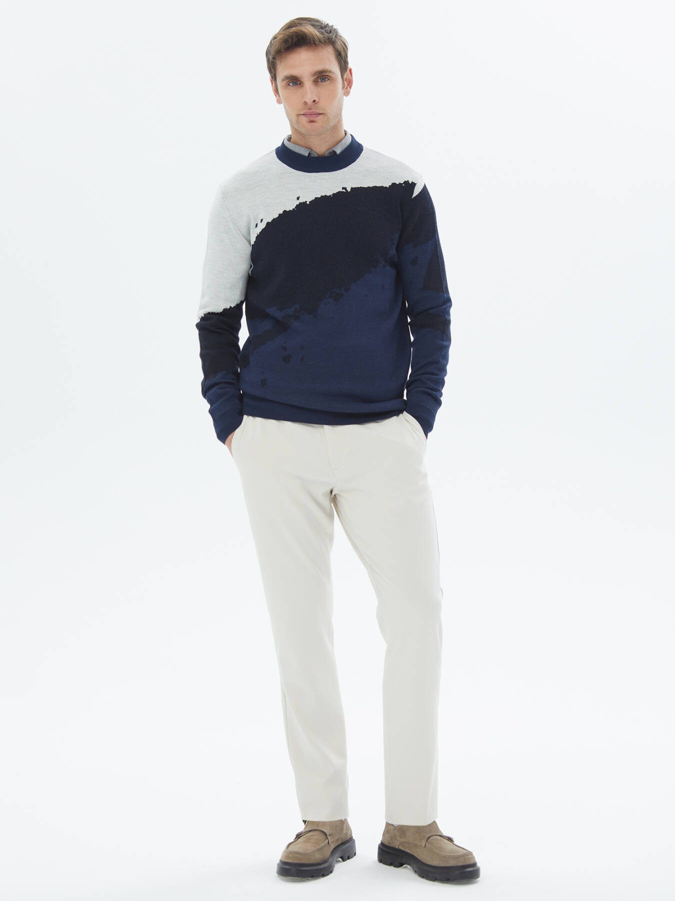 KİP Steppweste Gemusterter Strickpullover aus Wollmischung