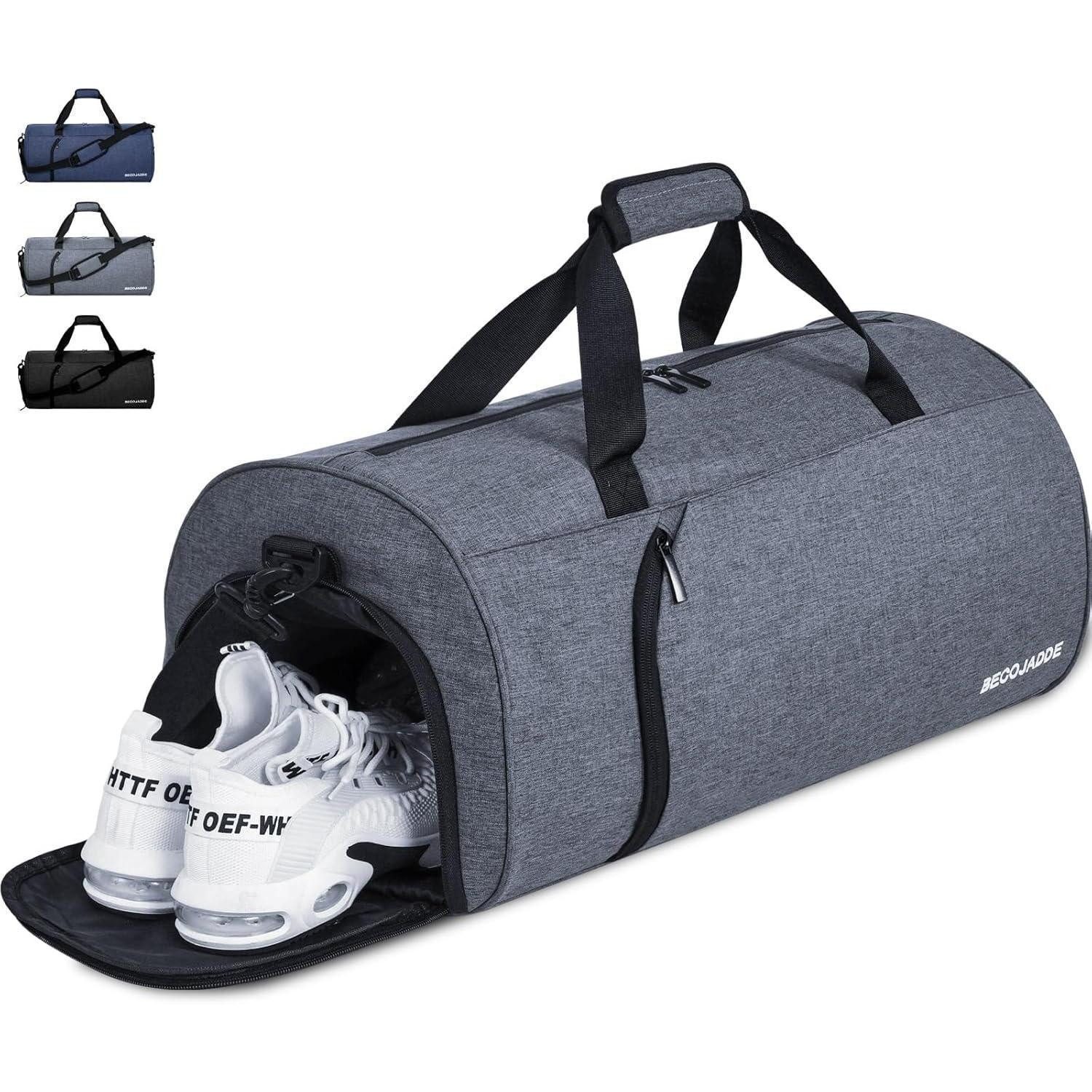 LuxusKollektion Sporttasche Sporttasche Duffel Schuhfach Nassfach Handgepäcktasche 45L Grau
