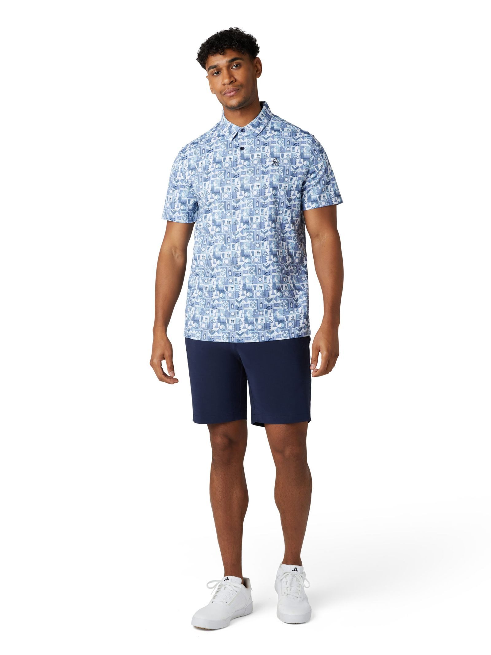 Original Penguin Poloshirt Penguin Neuartiges Golf-Poloshirt mit Gittermuster Herren (1-tlg) Feuchtigkeitsableitend