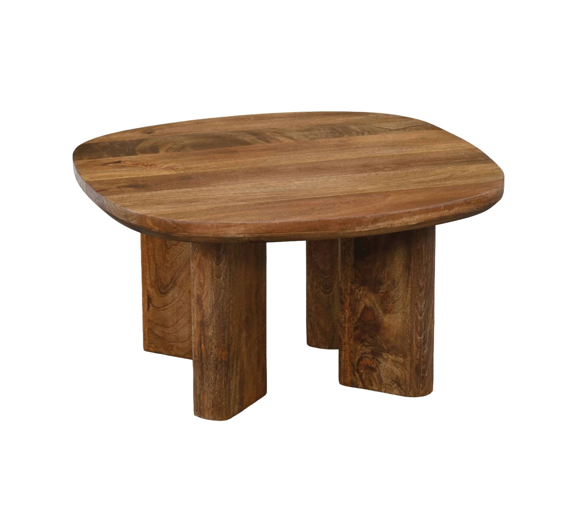 Wohnling Couchtisch WL7.448 Mango Massivholz 60cm Sofatisch Wohnzimmertisch quadratisch (Klares Design trifft warme Holzoptik), Handgefertigt mit Liebe zum Detail