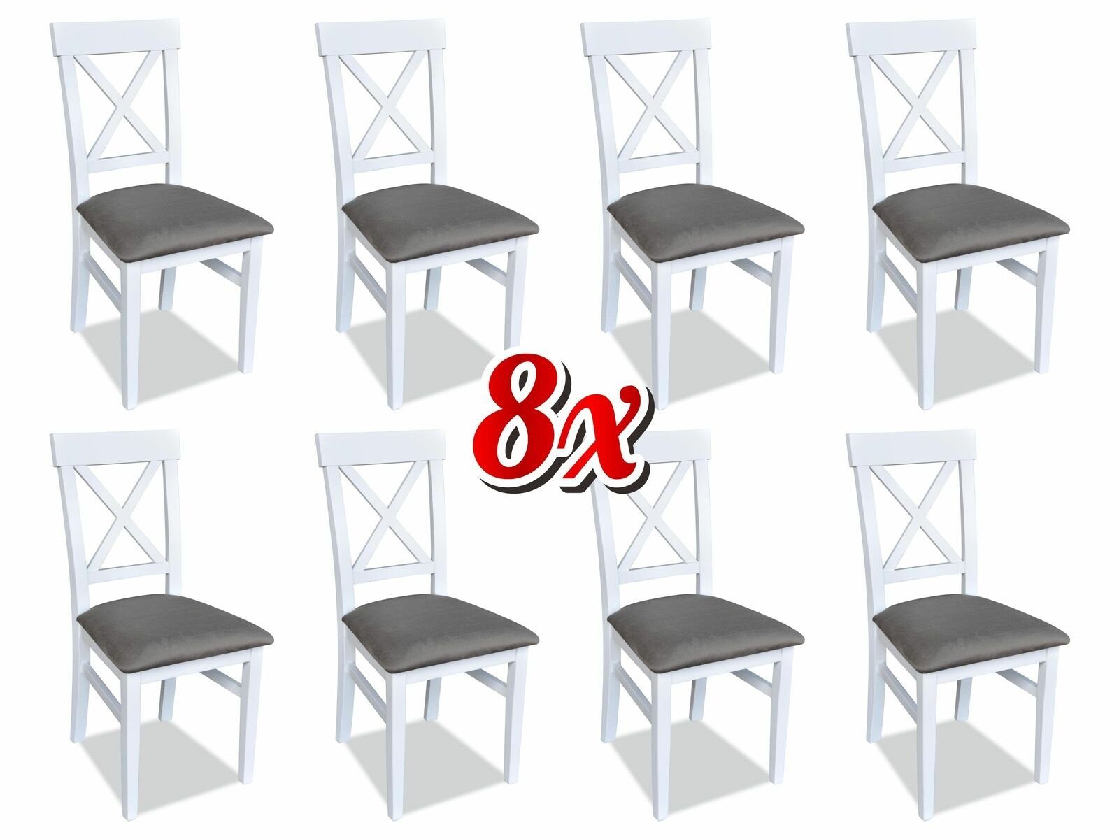 JVmoebel Stuhl, Esszimmer Stühle Textil Set 8x Stuhl Designer Holz Stoff Polster Stühle Gastro | Stühle