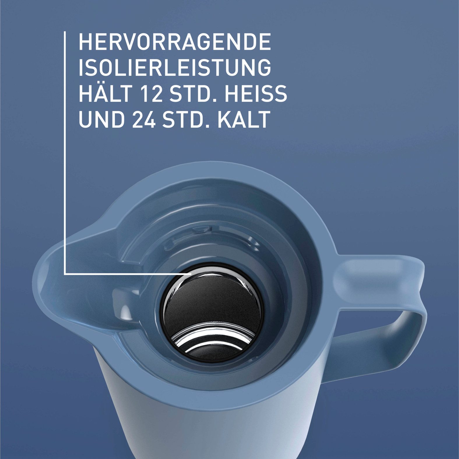 Emsa Isolierkanne Motiva in modernem Design, 100% auslaufsicher, Made in Germany, 1 l, (doppelwandiger Glasisolierkolben, bis zu 12h warm/24h kalt), Quick-Press – Bild 5 von 5