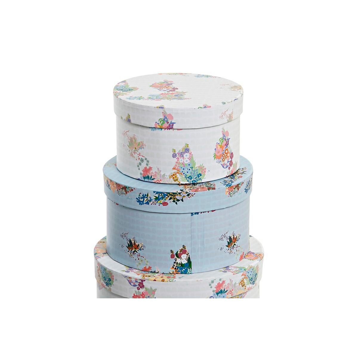 Thumbnail - DKD Home Decor Aufbewahrungsbox Satz stapelbarer Organizerboxen DKD Home Decor rund Blomster Pappe 37