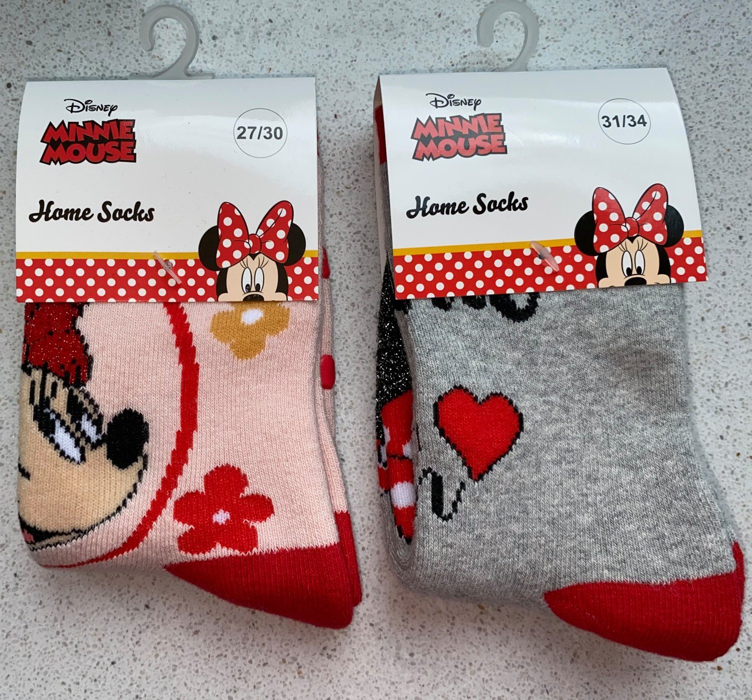 Mouse Socken Minnie Minnie Paar 2 Hausschuhe Disney Mouse Haussocken Socken Mädchen Anti-Rutsch