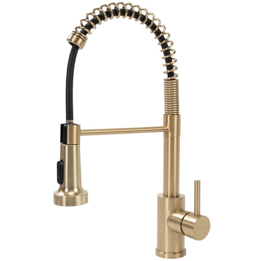 wohnwerk.idee Küchenarmatur Wasserhahn Küche ausziehbar Gold Matt Gebürstet Kupfer Schwarz Chrom