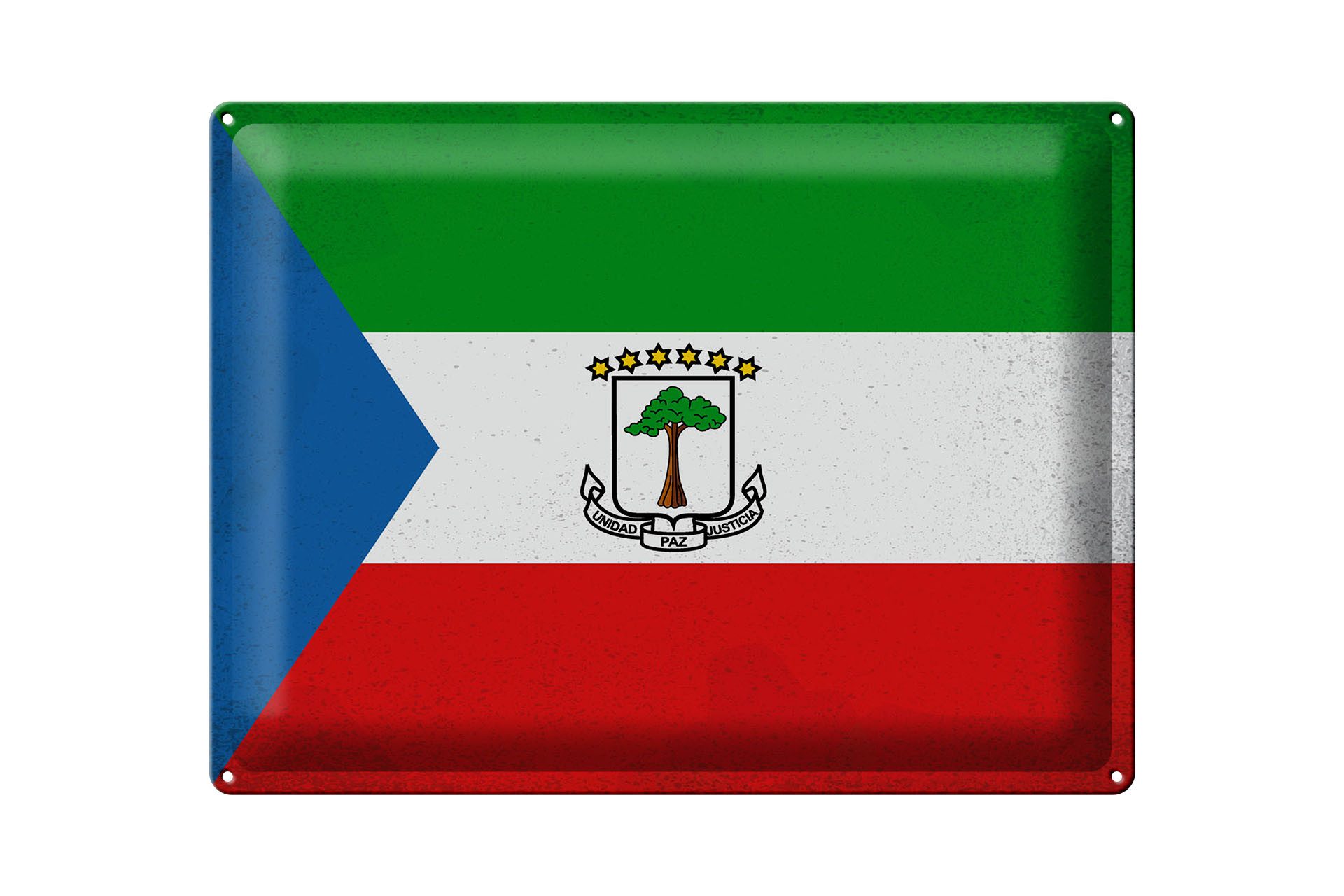 Metallschild Flagge Äquatorialguinea 40x30cm Flag Vintage
