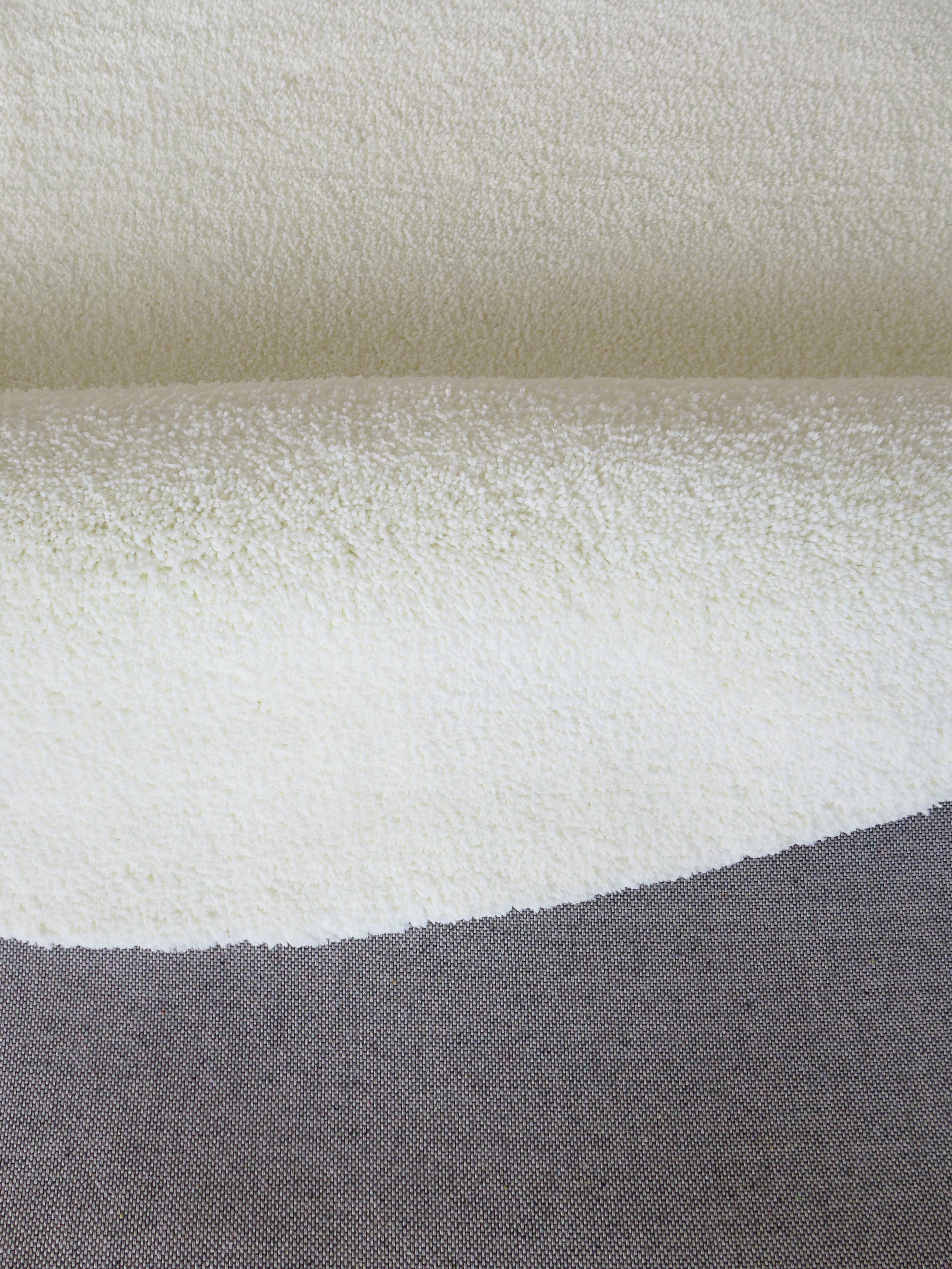 Teppich Malik, andas, rund, Höhe: flach, elegant Uni-Farben, weich, mm, einfarbig, pflegeleicht, 20 weiß extra