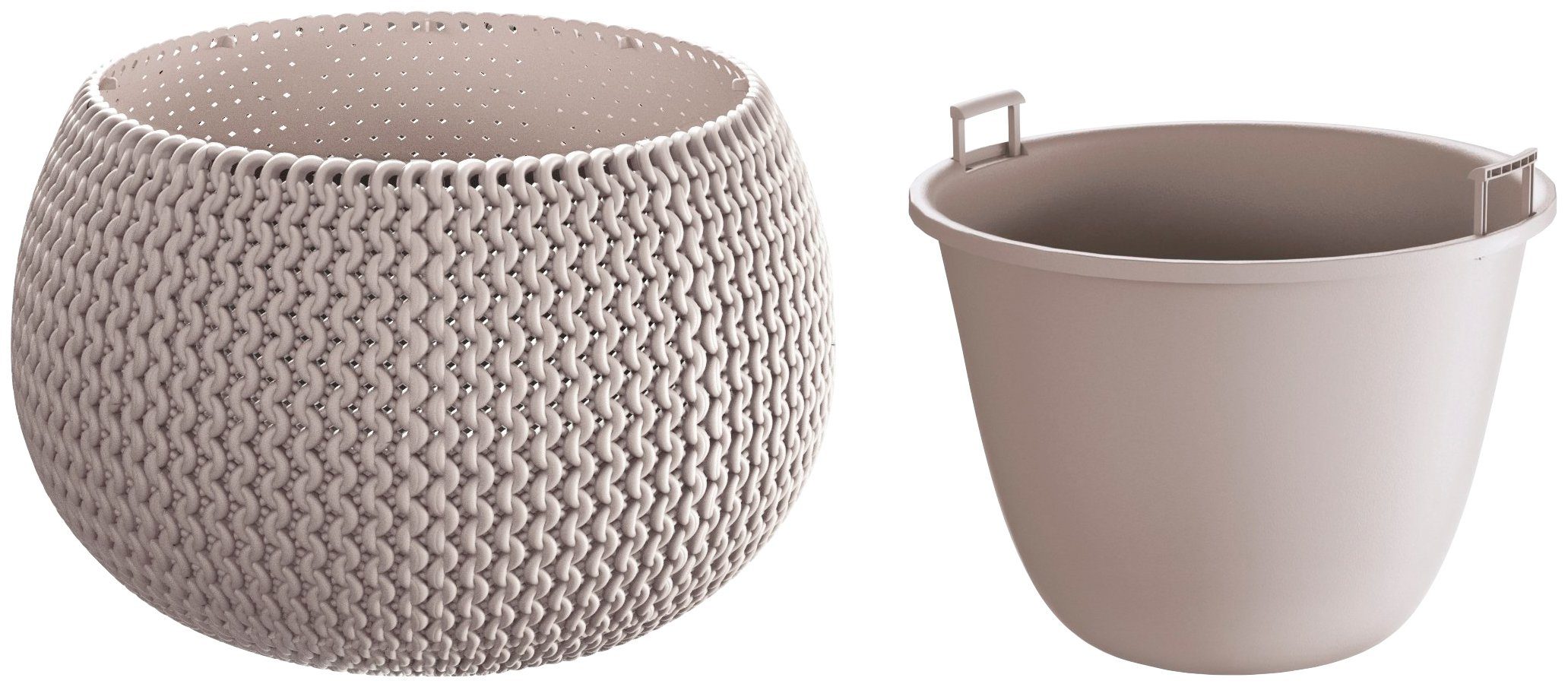 Prosperplast Pflanzkübel "Splofy Bowl" in schicker Strickoptik, ØxH: 29x19 cm, inkl. Einsatz mit Henkeln