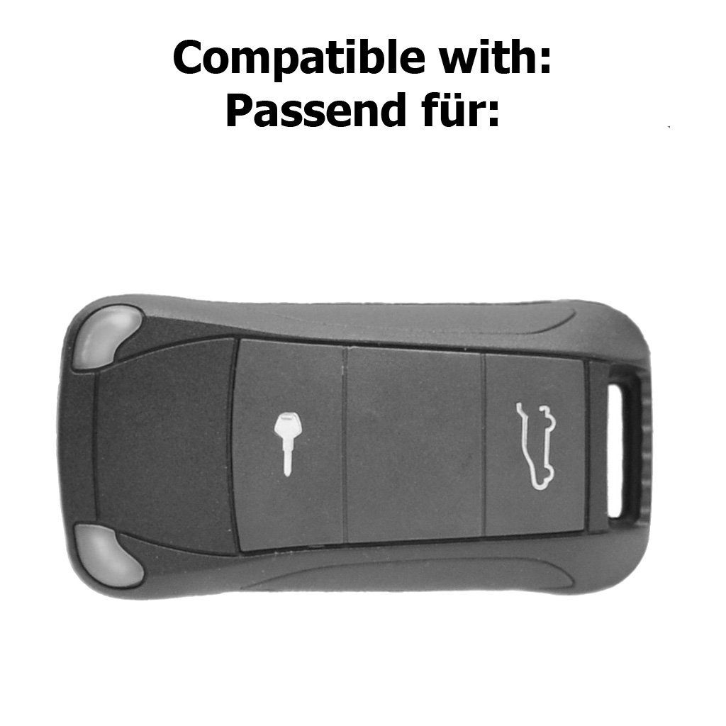 Tasten Schlüsseltasche 955 mt-key Cayenne 2002-2012 Schutzhülle 2 Autoschlüssel 9PA Softcase fluoreszierend Blau, für Klappschlüssel Silikon Porsche