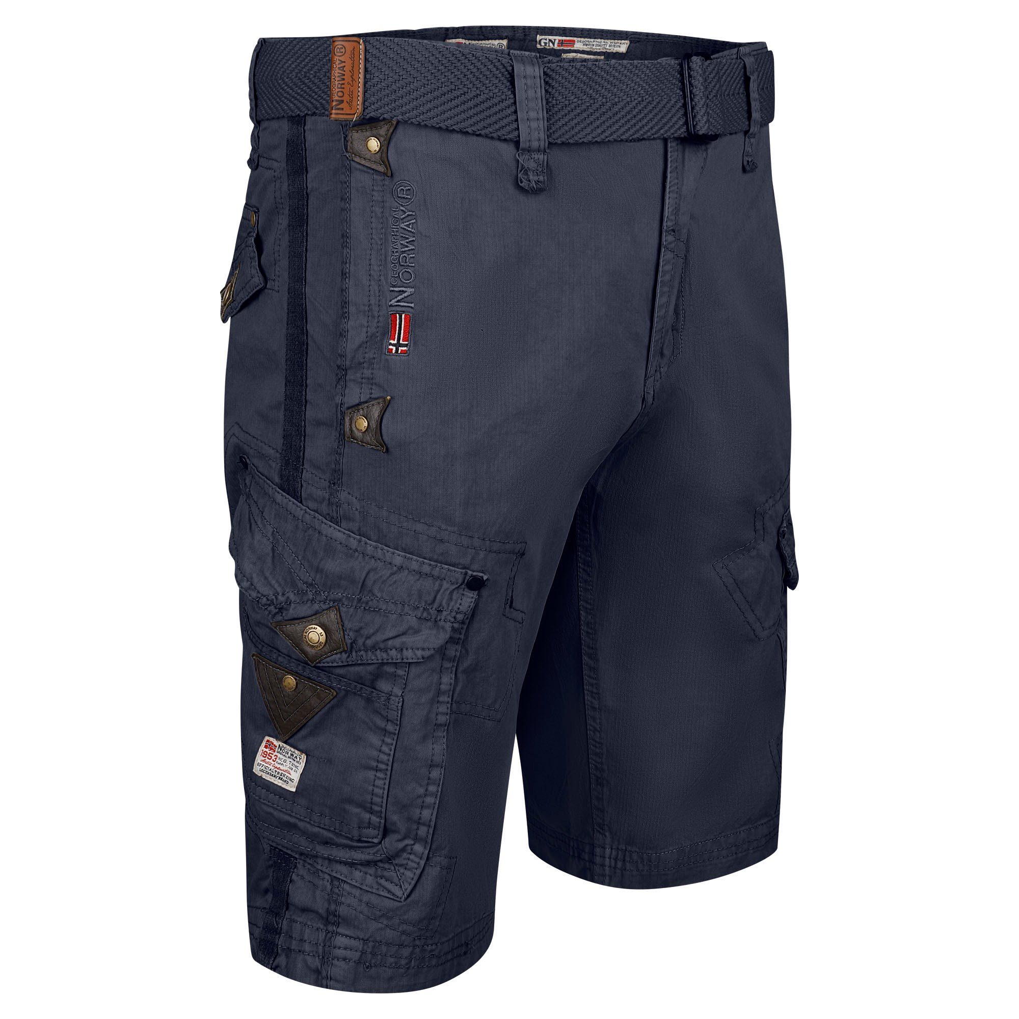 Geographical Norway Cargoshorts Herren kurze Hose BRPEANUT Navy (Packung, 1-tlg) Mit Gürtel | Cargoshorts