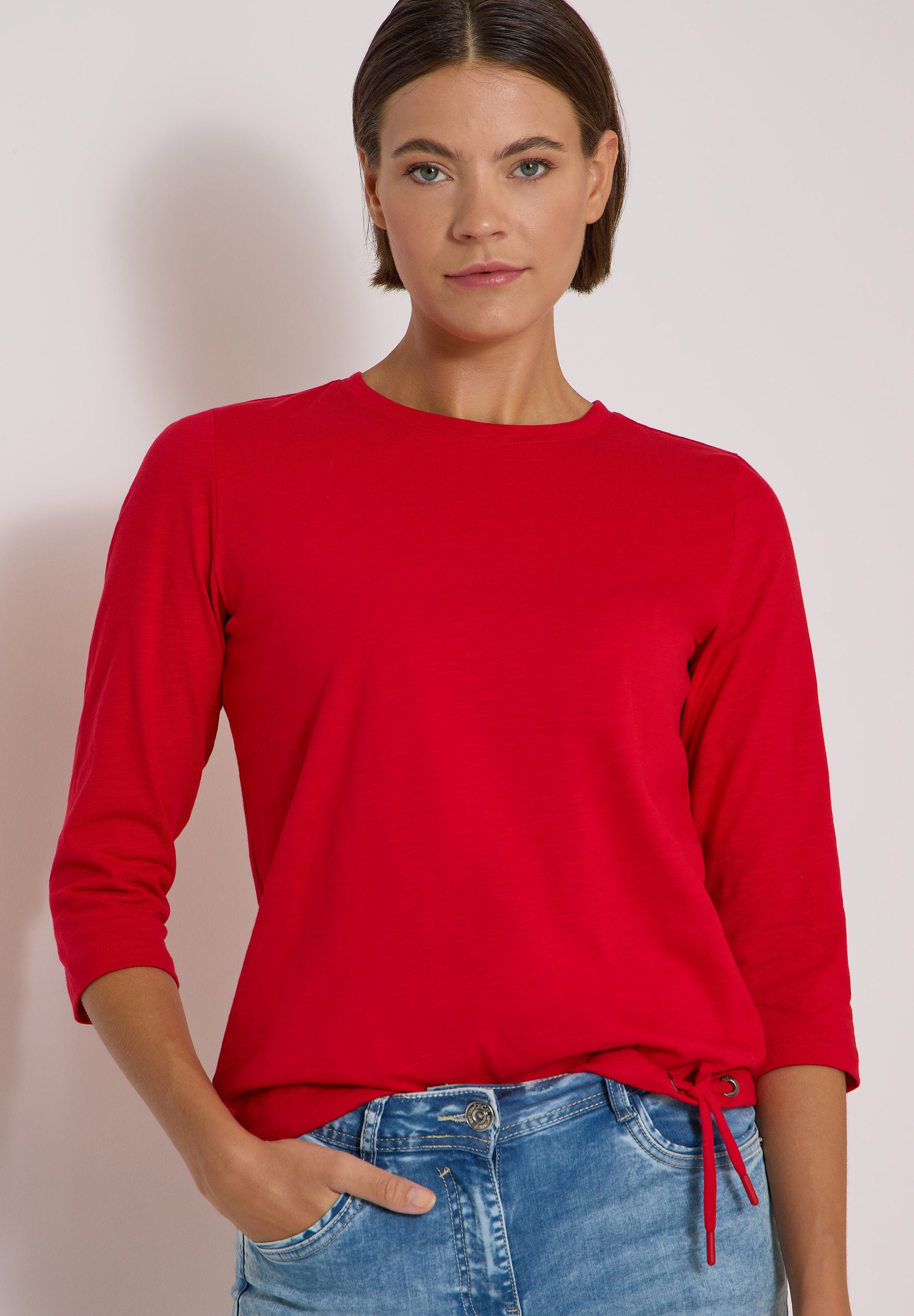 CECIL 3/4-Arm-Shirt Sommershirt mit Tunnelzug am Saum