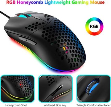 ZIYOU LANG RGB-Hintergrundbeleuchtung Tastatur- und Maus-Set, 6 programmierbare Maustasten, Treibersoftware für Benutzerdefinierte